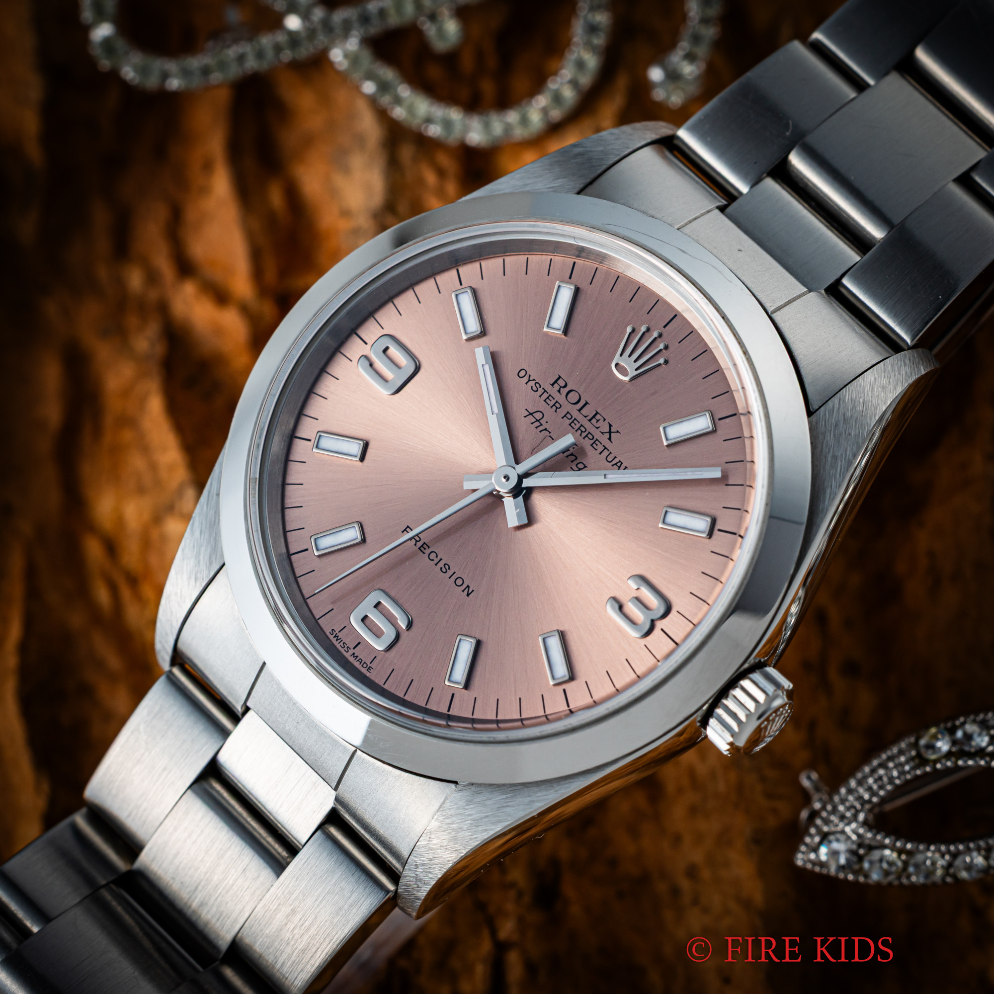 ロレックス エアキング 2000年製 ピンク エクスプローラー文字盤 Ref.14000 自動巻き 純正ステンレスブレス付