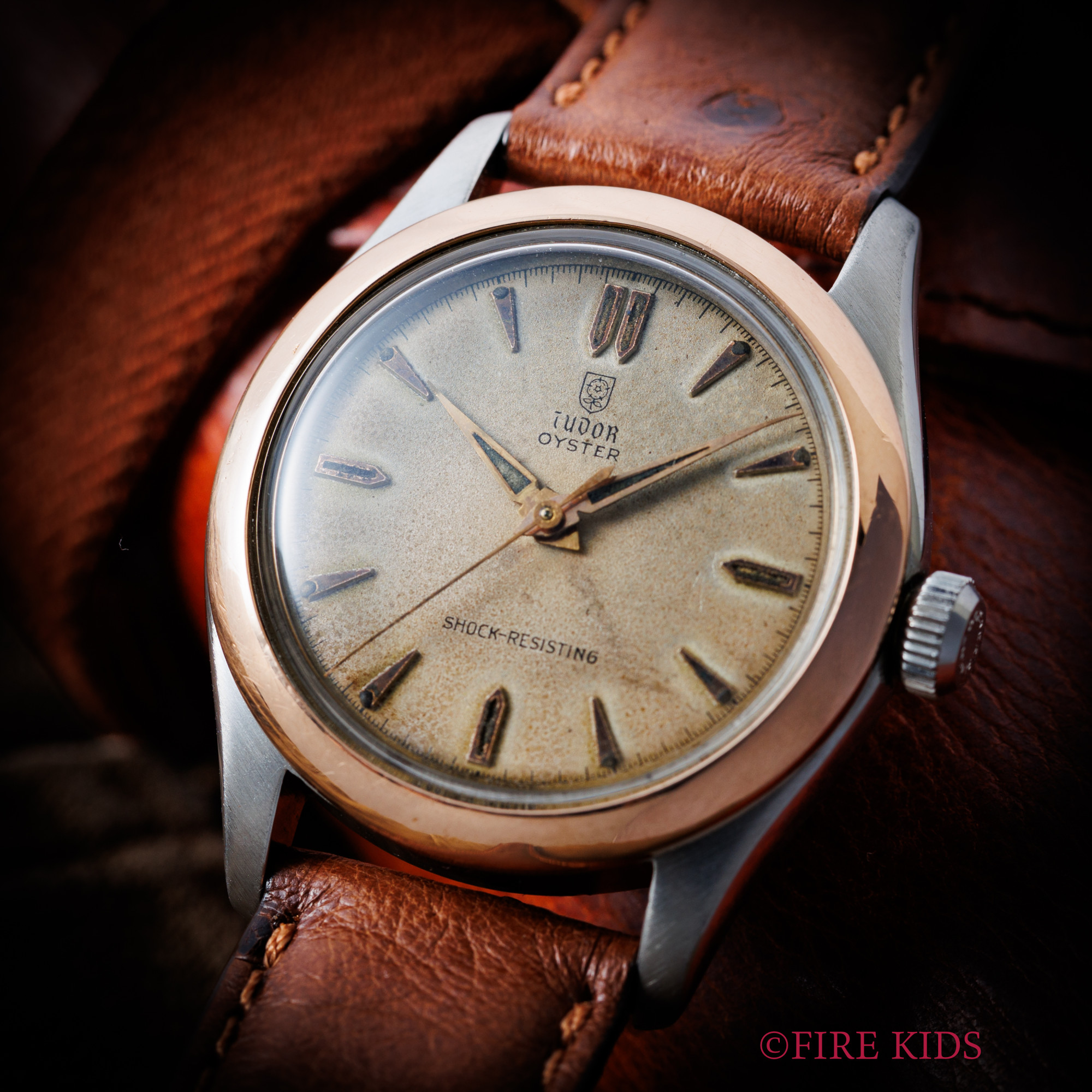 チューダー 盾バラ オイスター SS/PGコンビ 1950年代製 手巻き Ref.7803 30mmケース 純正尾錠付
