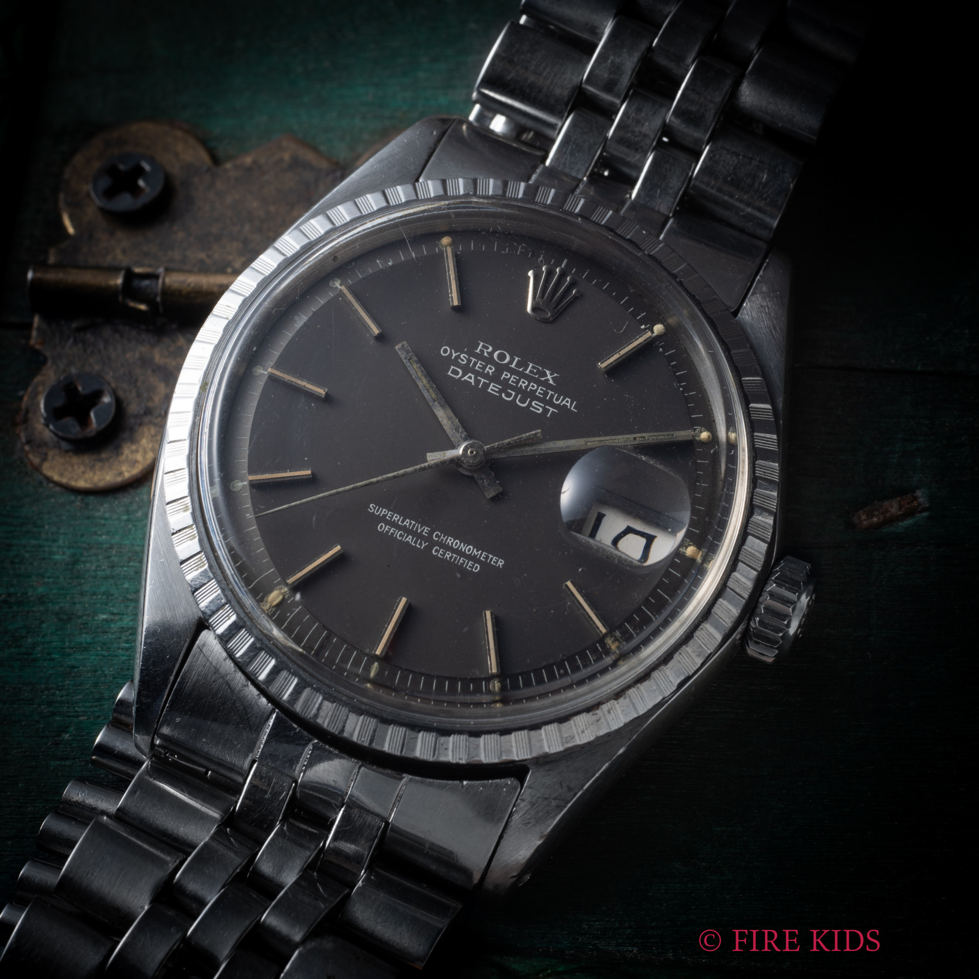 ロレックス デイトジャスト 1970年製 Ref.1603 グレーダイヤル エングレーブドベゼル 自動巻 Cal.1570 純正ジュビリーブレス付