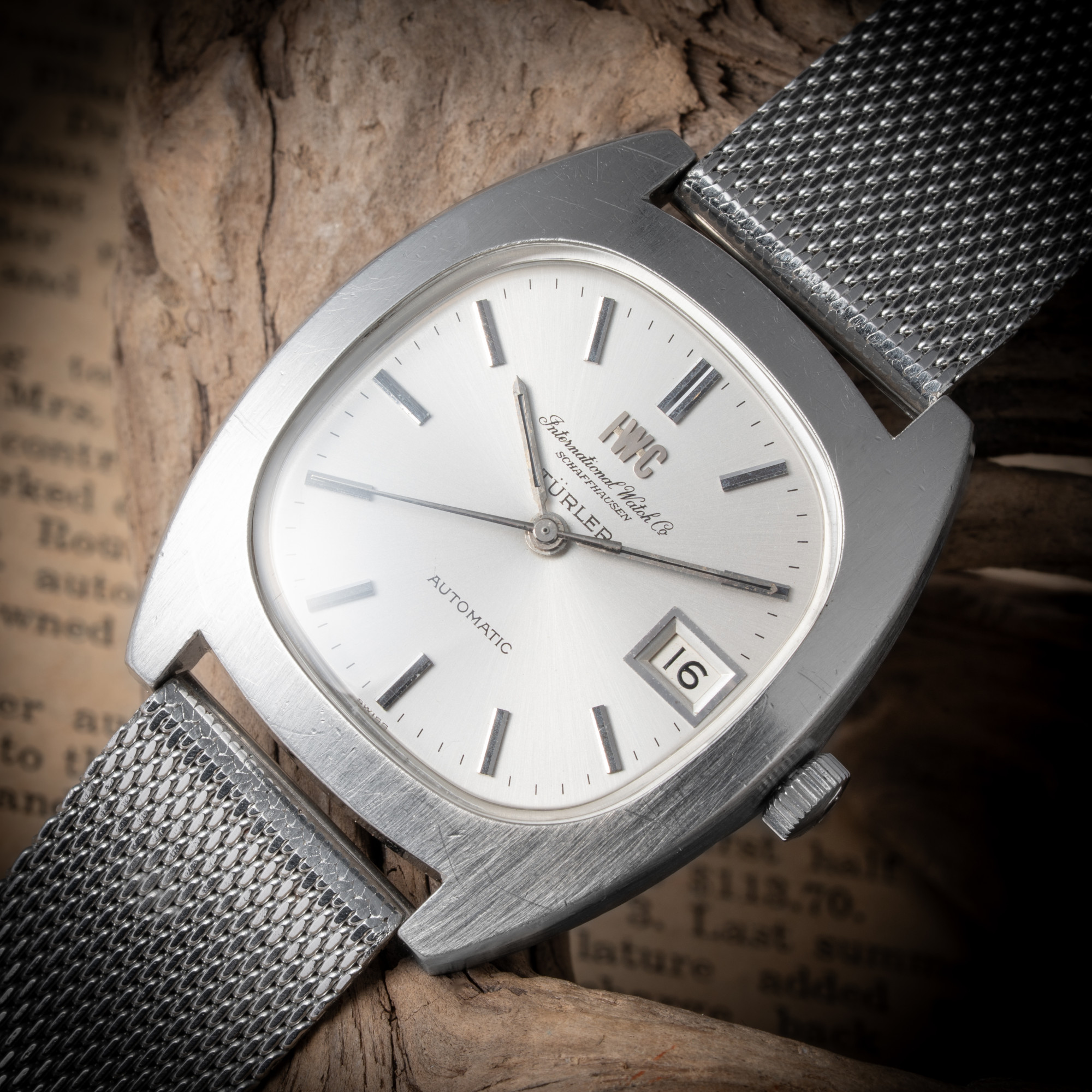 IWC トノーケース 1972年製 TURLERダブルネーム ペラトン式自動巻き Cal.8541B 純正メッシュブレス 箱付き