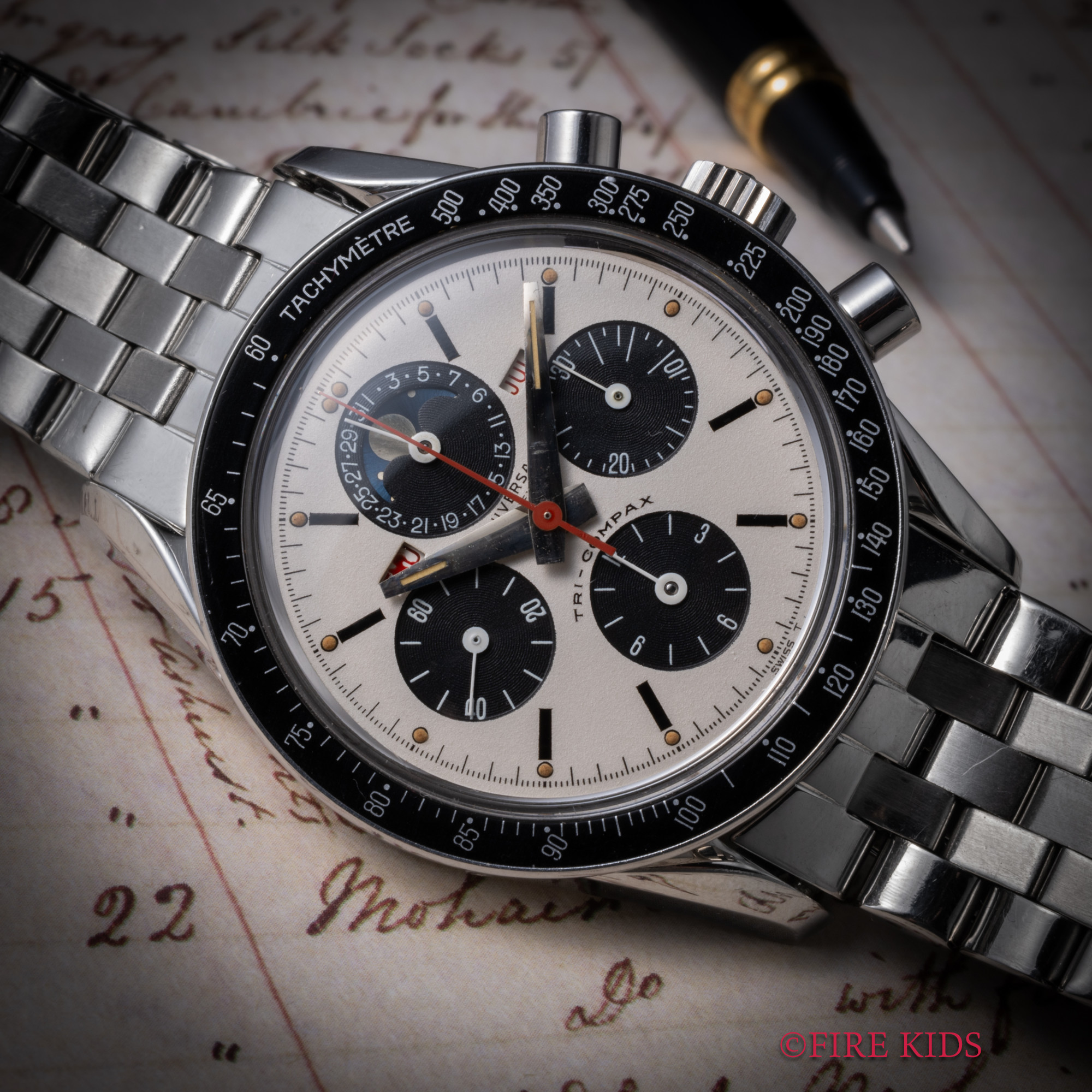 ユニバーサルジュネーブ UNIVERSAL GENEVE トリコンパックス 1966年製 エリッククラプトン Cal.281 トリプルカレンダームーンフェイズクロノグラフ  純正ブレス