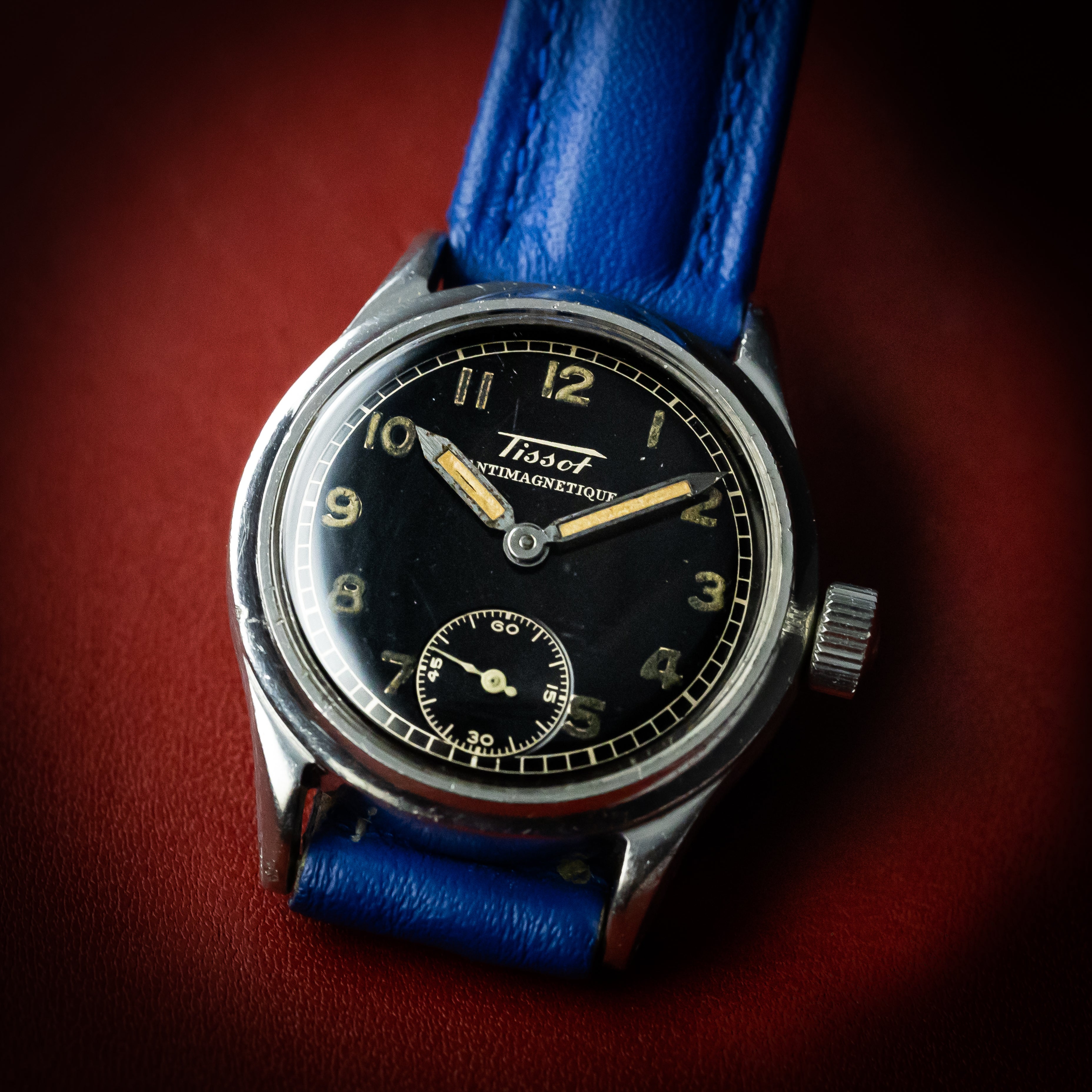 ティソ レディース ブラックアラビアダイヤル 1940年代製 スモールセコンド 防水ケース