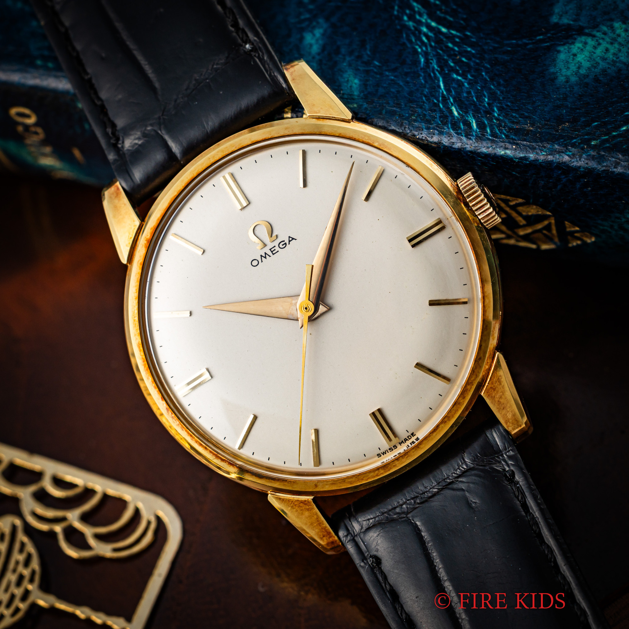 オメガ OMEGA ノンネーム 18KYG ラウンドケース 1958年製 30㎜キャリバー 手巻き Ref.353873 2895 純正GP尾錠 箱付き