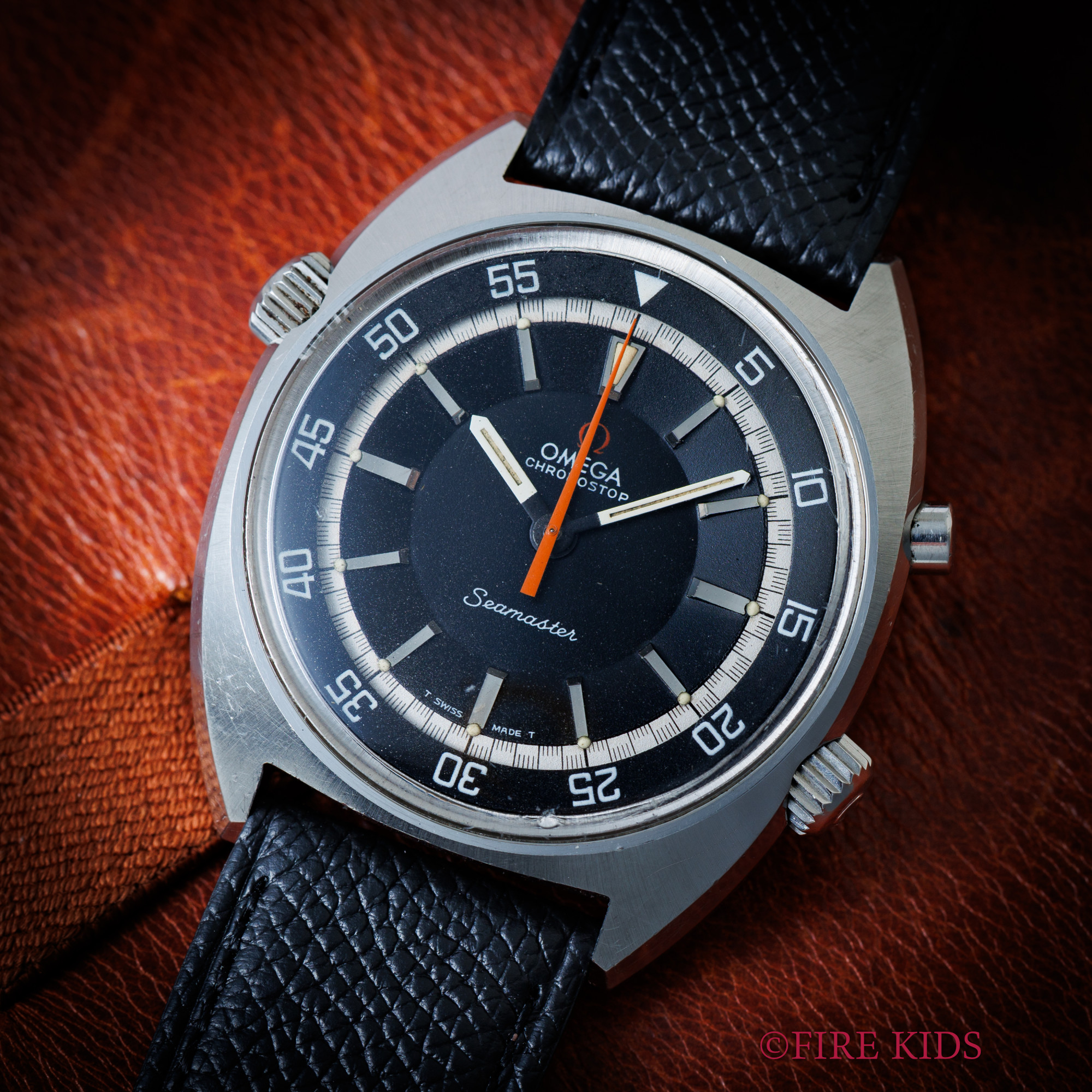 オメガ シーマスター クロノストップ ジャンボ 1968年製 手巻き ブラック インナーベゼル