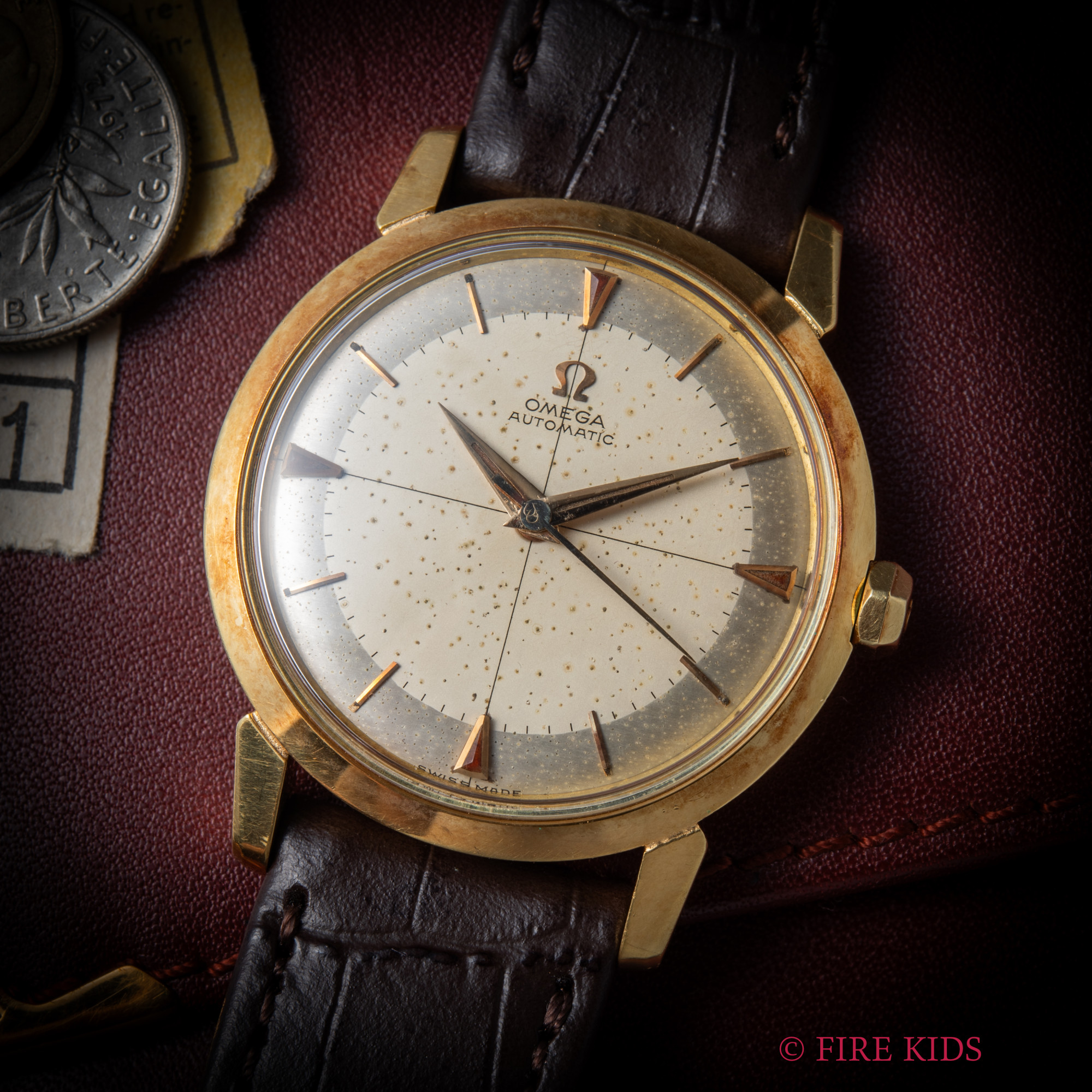 オメガ OMEGA 18金無垢 1956年製 Ref.2866 SC 2トーン クロスライン Cal.501 自動巻き ノンデイト 純正尾錠