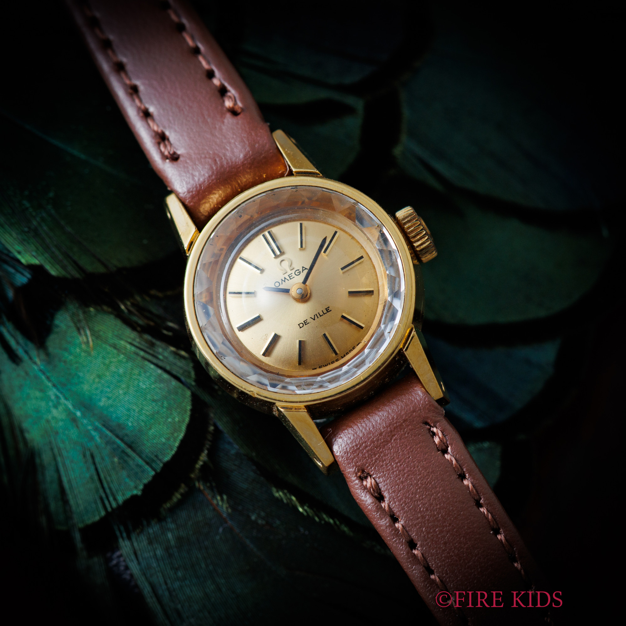 オメガ デヴィル レディース 1971年製 Ref.511.1 手巻き ファセットガラス 金張り/ステンバック