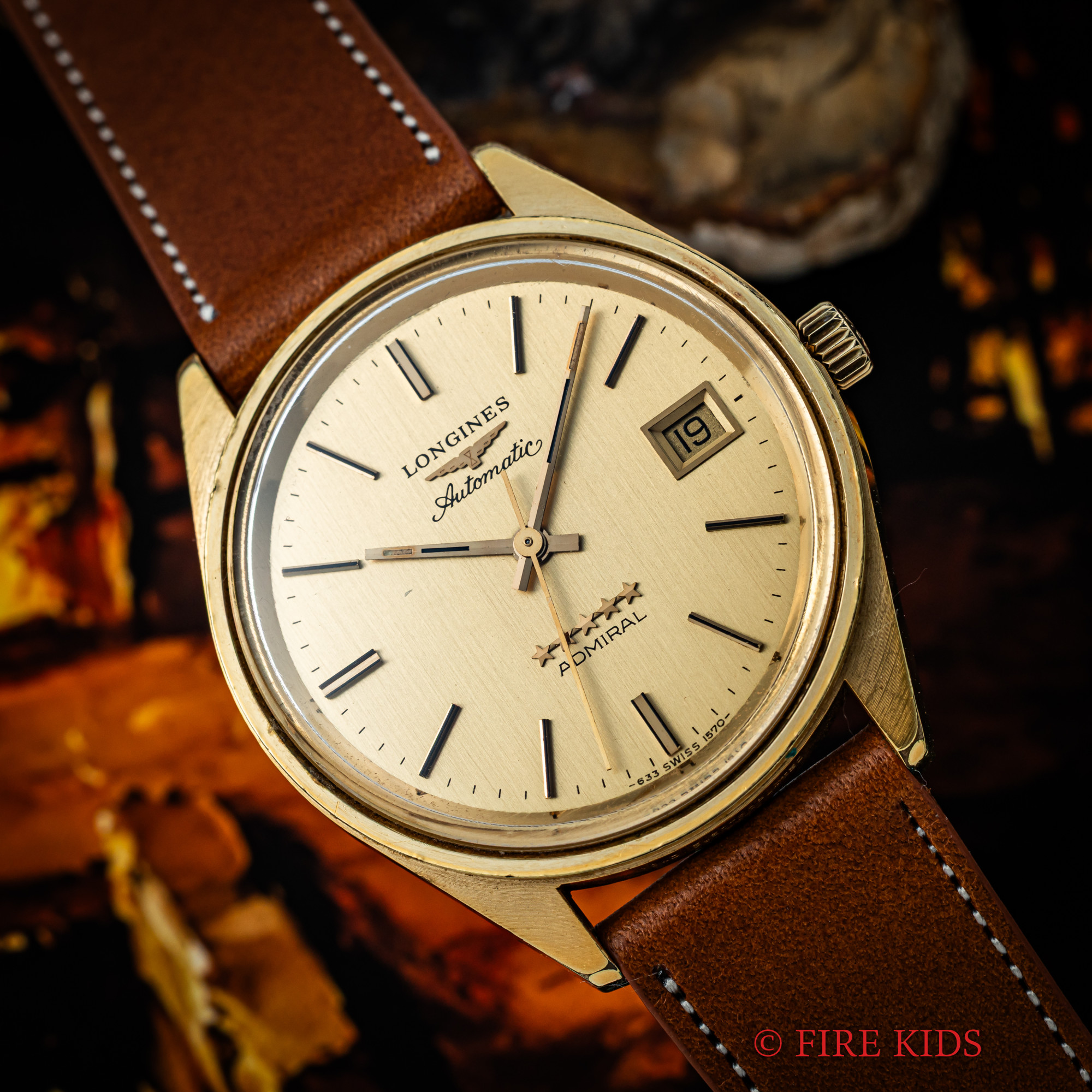 ロンジン アドミラル 1970年代 Ref.1570 自動巻き 金張り バックステンケース