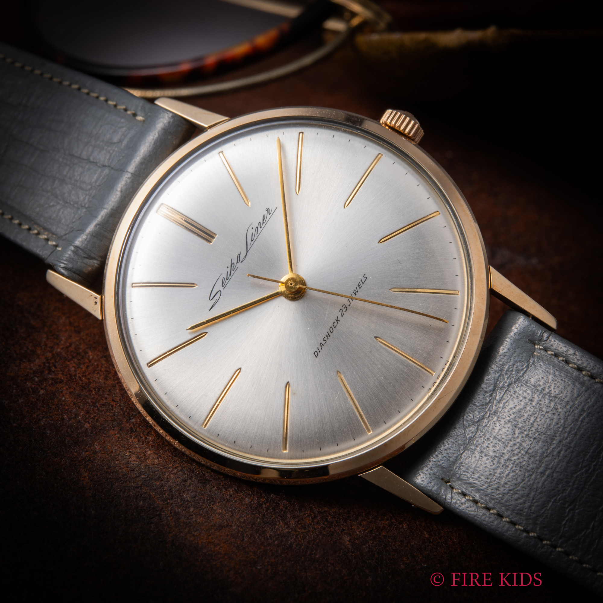セイコー ライナー 1960年製 AGF（総金張り）ケース 薄型手巻き 美品 純正革ベルト,尾錠,タグ付き