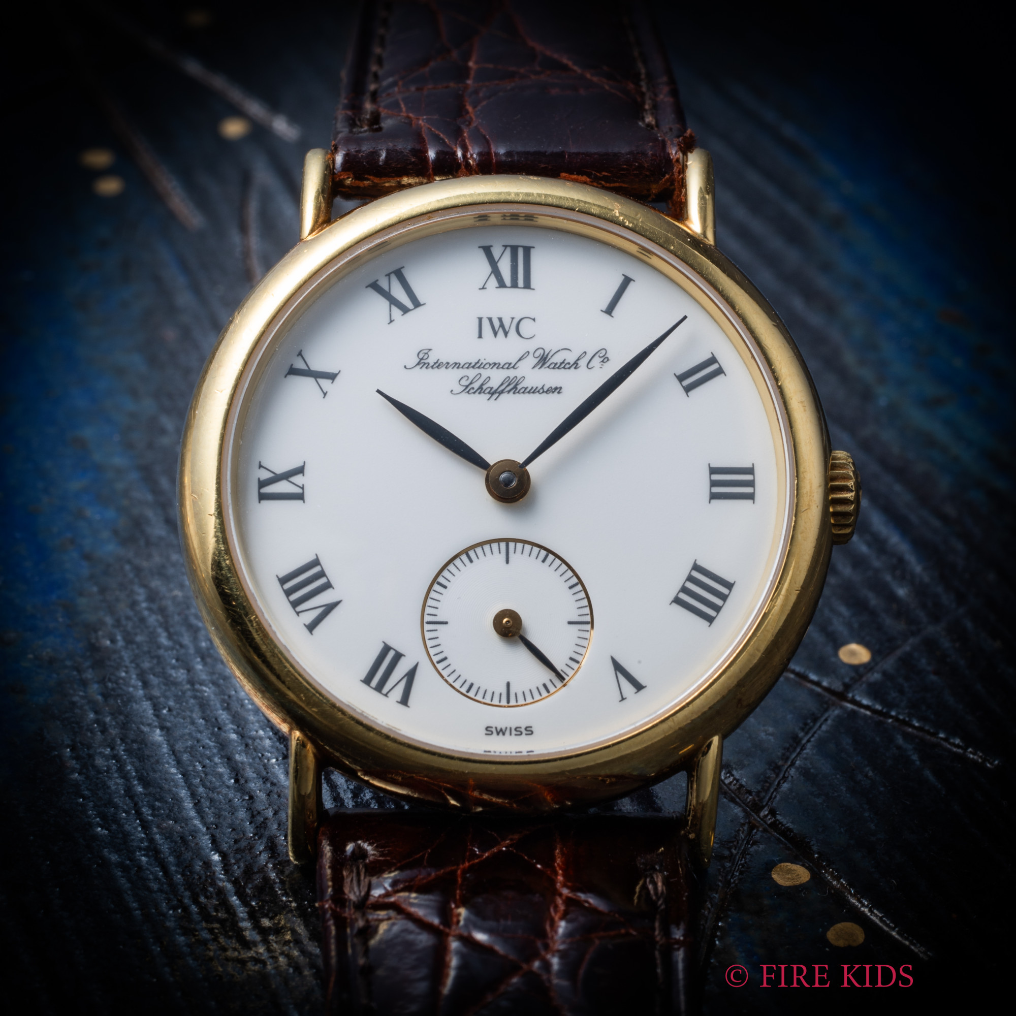IWC 1990年製（平成2年製）18金無垢ポートフィノ スモールセコンド手巻 スケルトンバック Cal.40323 ホワイトローマンダイヤル 純正GF尾錠