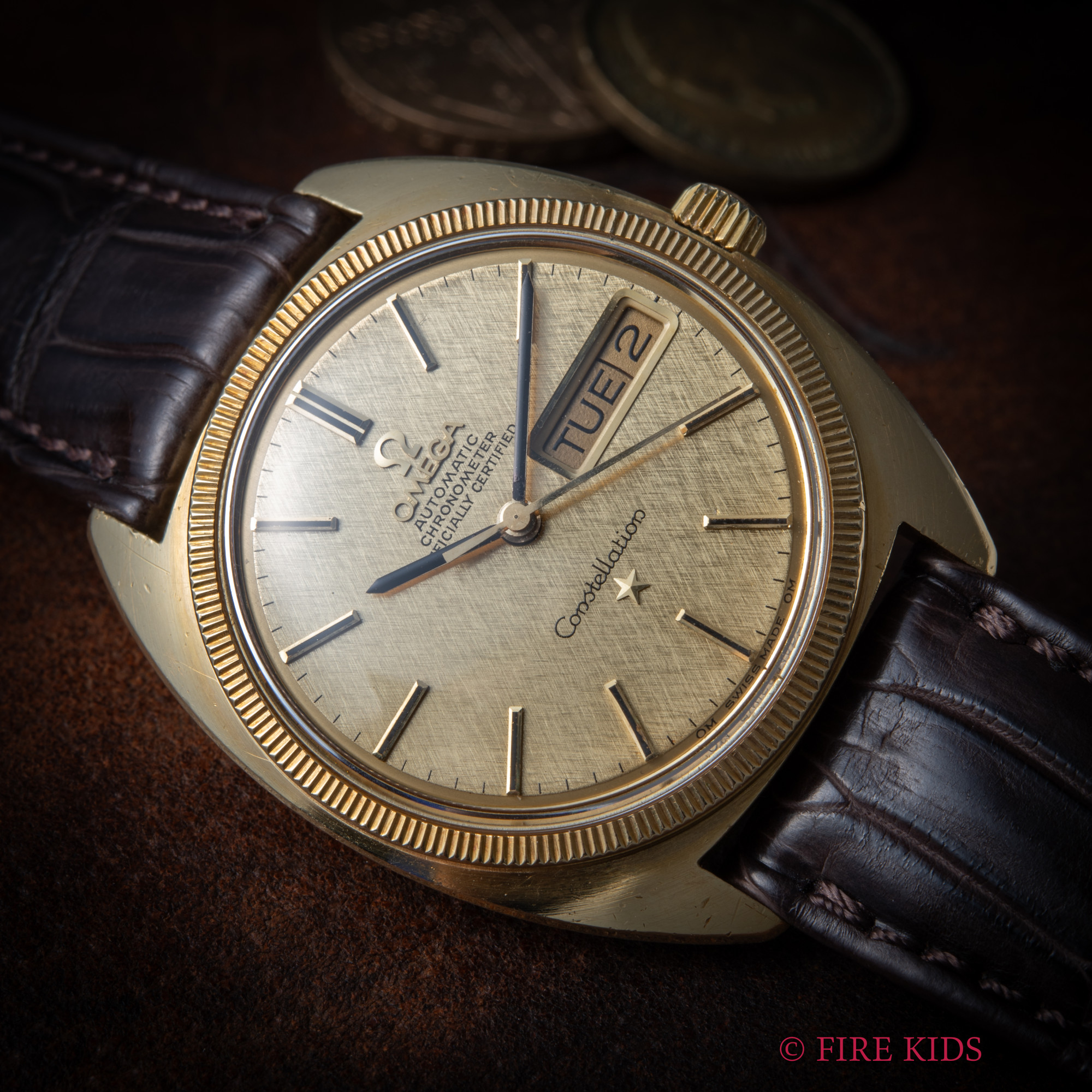 オメガ 18金無垢コンステレーション 1968年製 ジェンタデザイン Ref.168.029 リネンダイヤル コインエッジベゼル