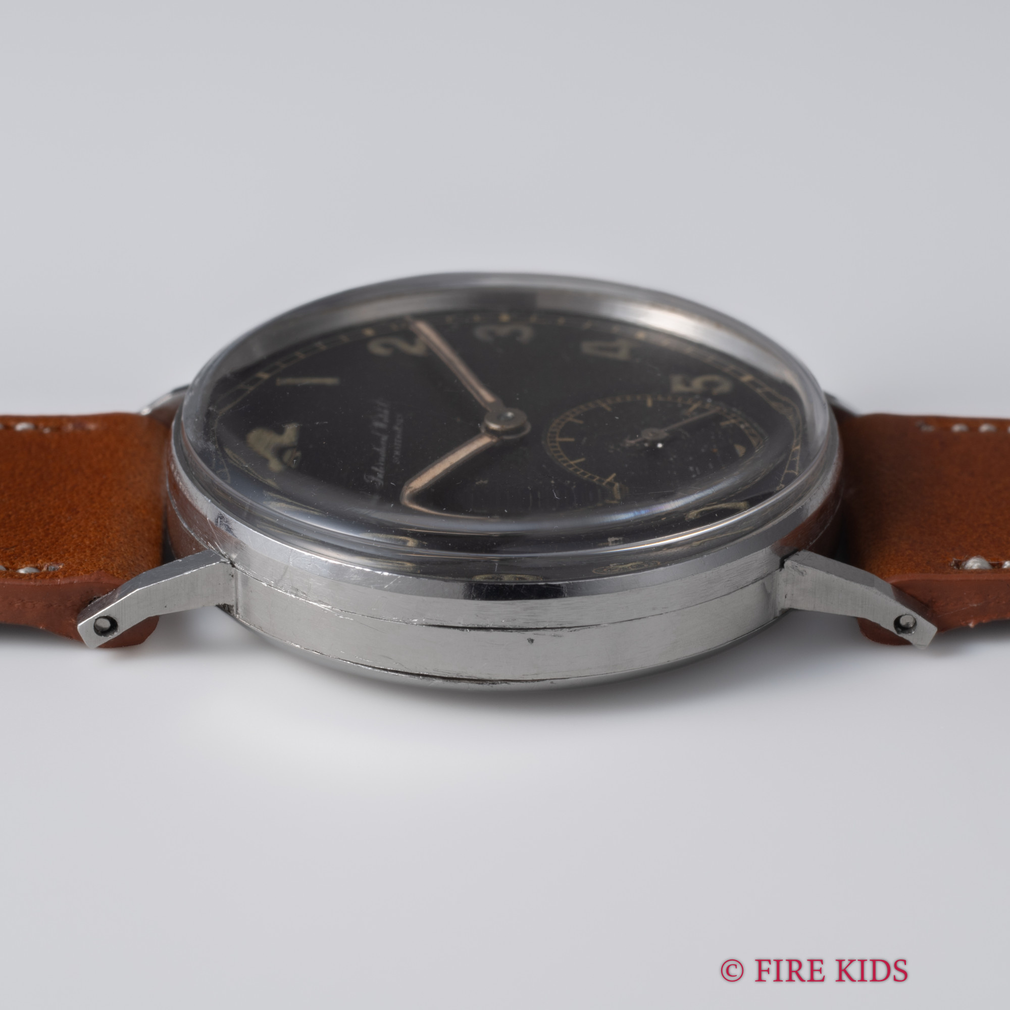 TH-③搭載 42㌅純正ウイール65mm＜税送料4890円込み＞WOOD 42㌅ FIREKIDS｜ファイアーキッズ / IWC Cal.83 1941年製 ブラックアラビア