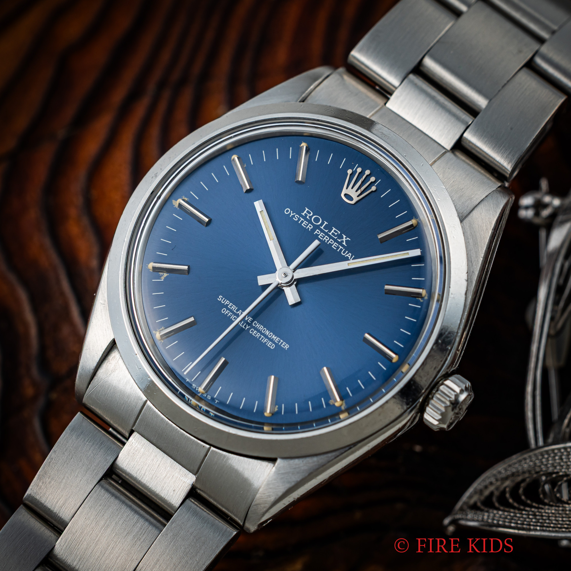 ロレックス ROLEX オイスターパーペチュアル 1974年製 Ref.1002 ブルー文字盤 自動巻 純正オイスターブレス付