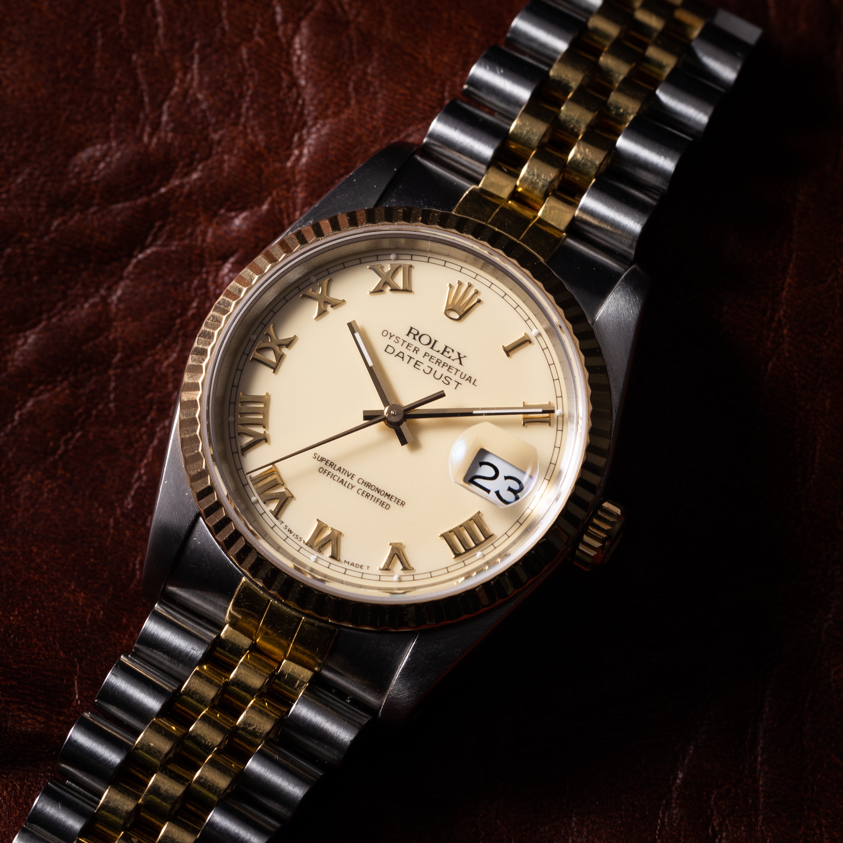 ロレックス デイトジャスト 1987年製 コンビ アイボリーローマン Ref.16233
