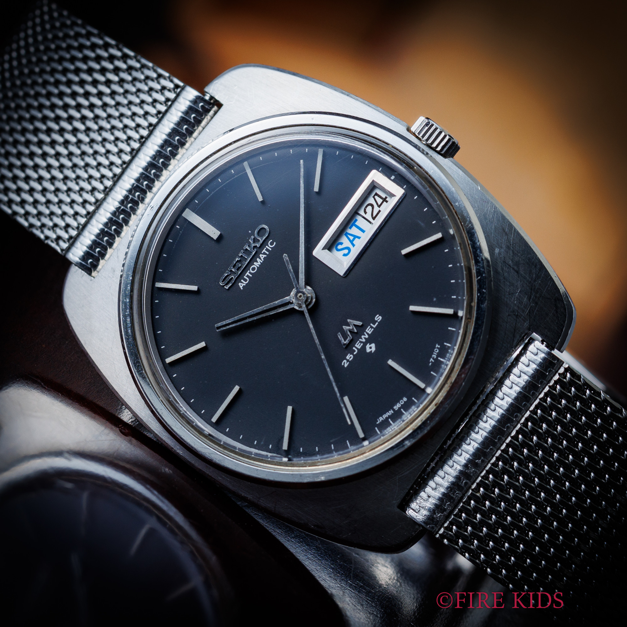 セイコー LM 1970年製 ブラック ハイビート自動巻き 純正ブレス