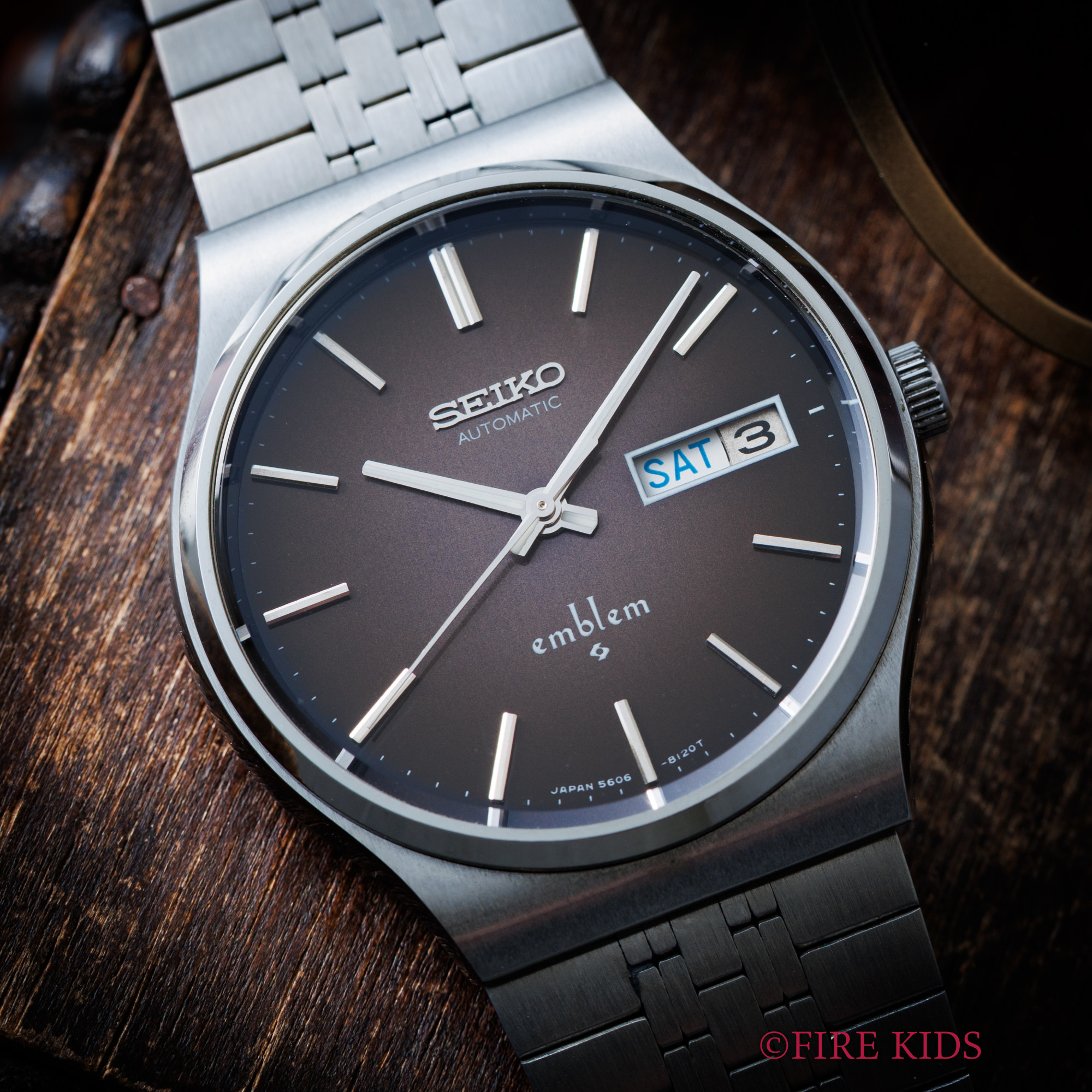セイコー エンブレム 1975年製 Ref.5606-8080 自動巻き 純正ステンブレスレット タグ 箱付き 未使用美品
