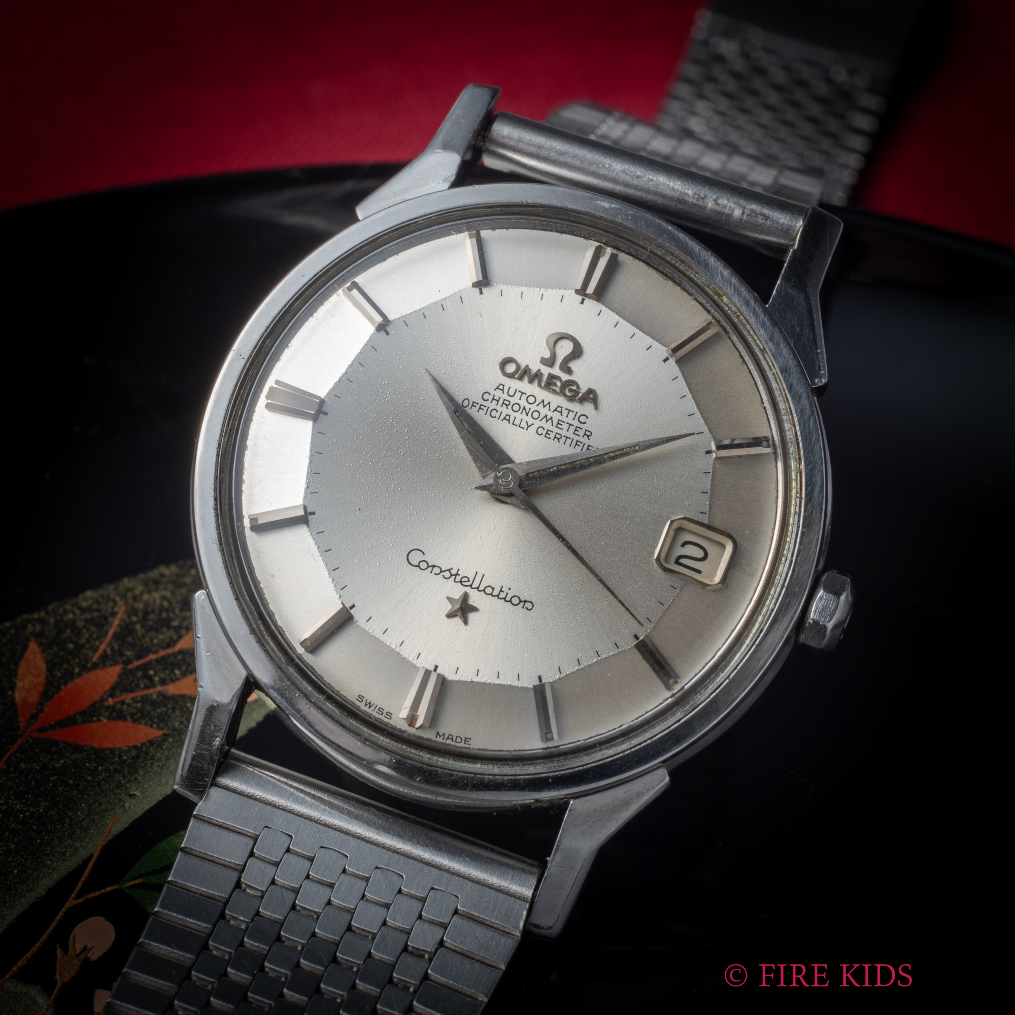 オメガ OMEGA 1962年製 コンステレーション 12角 Ref.14902SC-61 クロノメーター自動巻 Cal.561 パイパンダイヤル メッシュブレス
