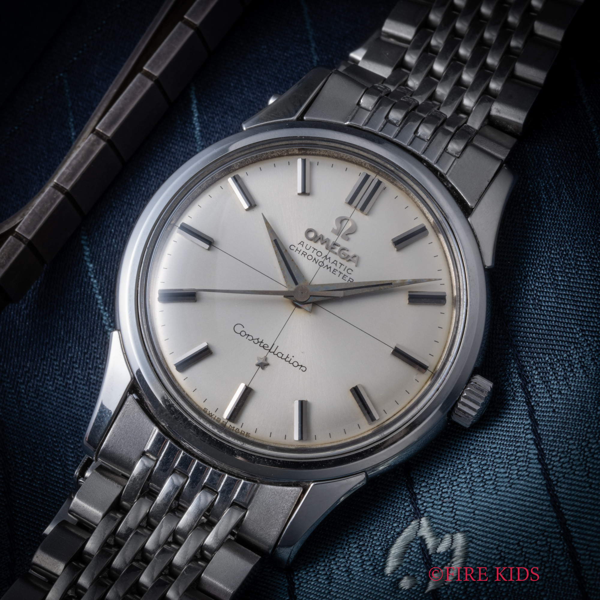 オメガ OMEGA コンステレーション 1959年製 クロスライン Ref.143816SC 自動巻きクロノメーター Cal.551 純正9連ライスブレス