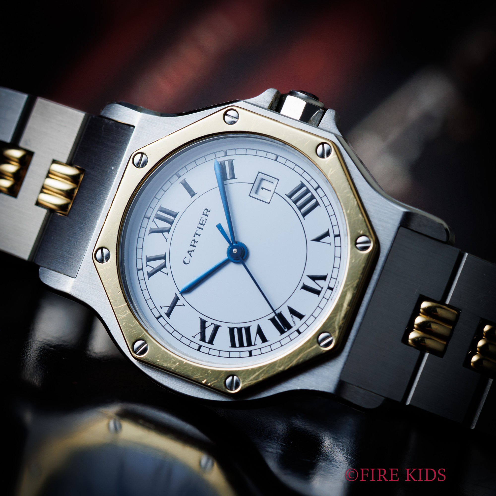 カルティエ CARTIER 1980年代 サントス コンビ 自動巻きＬＭサイズ オクタゴンケース ゴドロンブレス Ref.2966