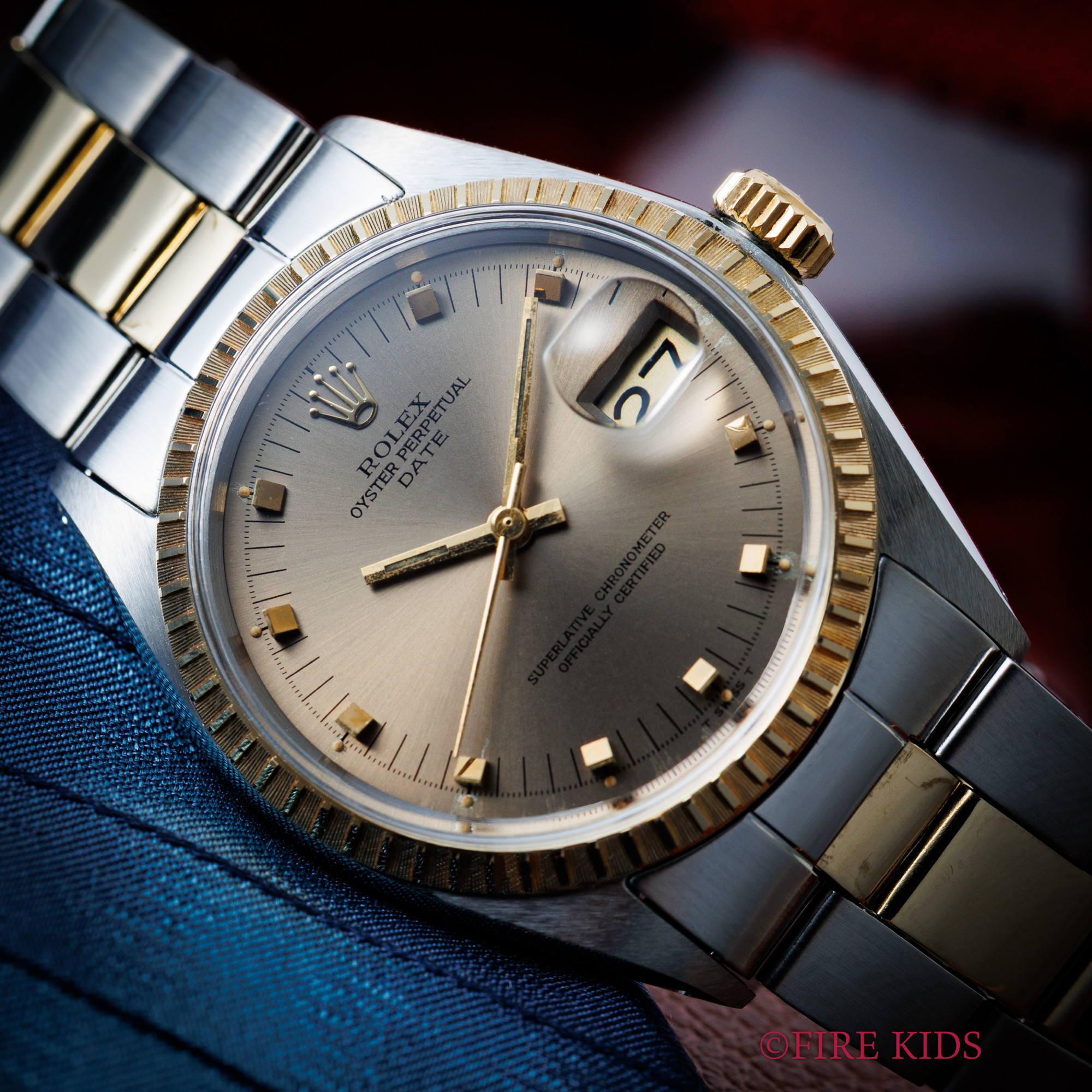 ロレックス ROLEX オイスターパーペチュアルデイト 1969年製 K18YGコンビ Ref.1505 自動巻 ブラウン文字盤 ショートインデックス 純正3連コンビブレス