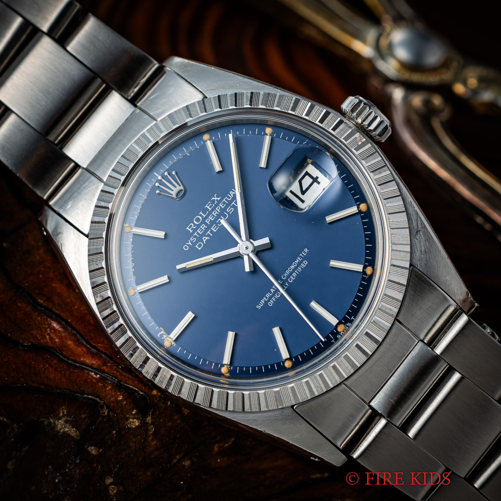 ロレックス ROLEX デイトジャスト 1973年製 Ref.1603 ブルーダイヤル エングレーブドベゼル 自動巻 Cal.1570 ギャラ付き