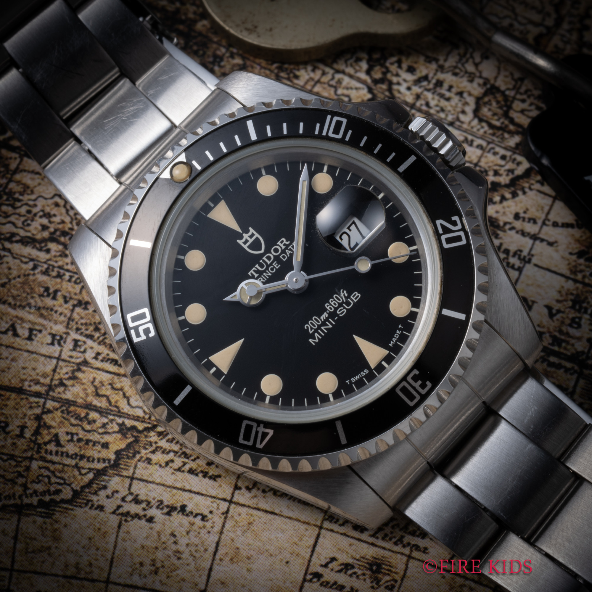 チューダー TUDOR 1996年製 ミニサブ Ref.73190 ブラック 自動巻 王冠リューズ 3連オイスターブレス