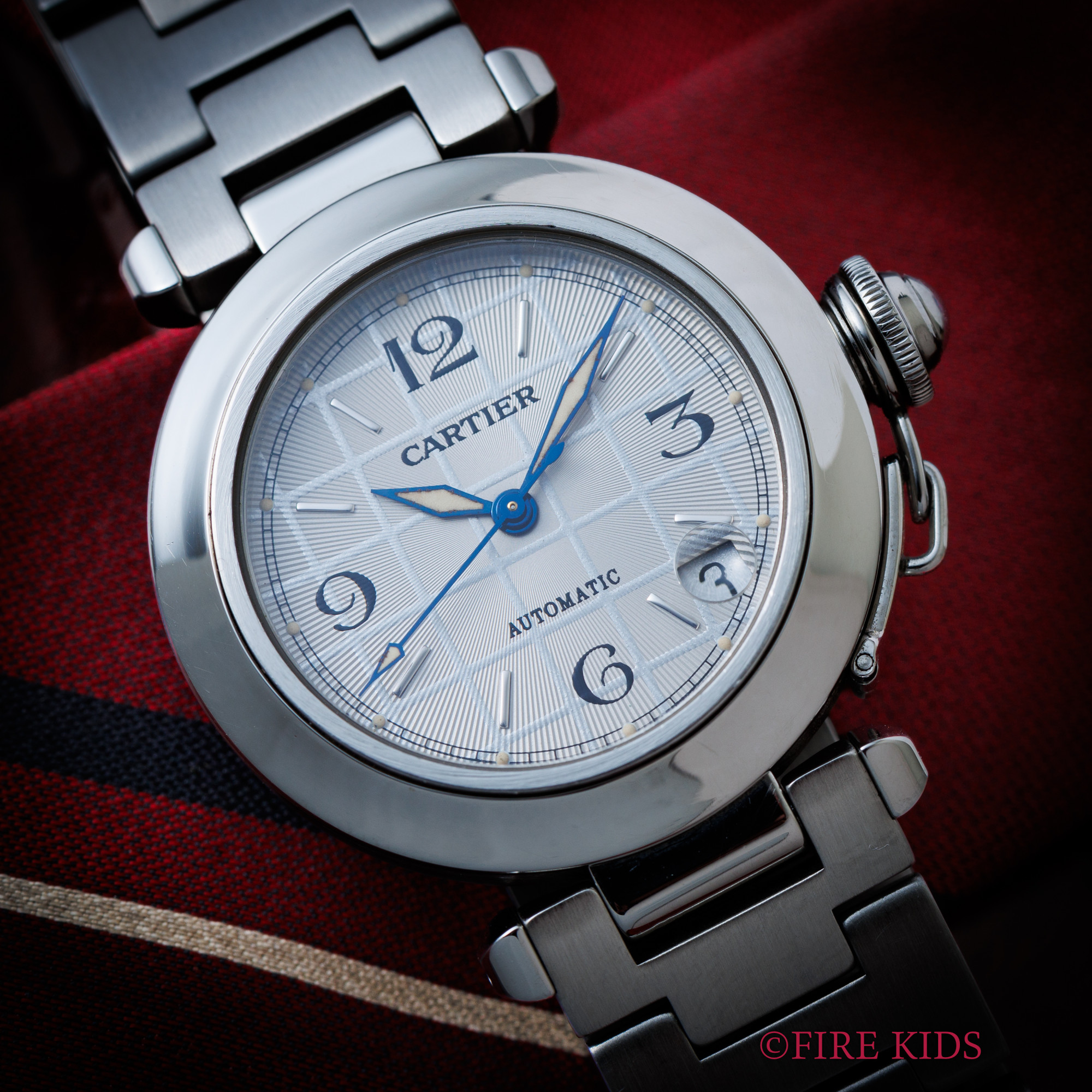 カルティエ CARTIER パシャC 1990年代製 格子文字盤 Ref.2324 自動巻き リューズプロテクター ロザンジュ針