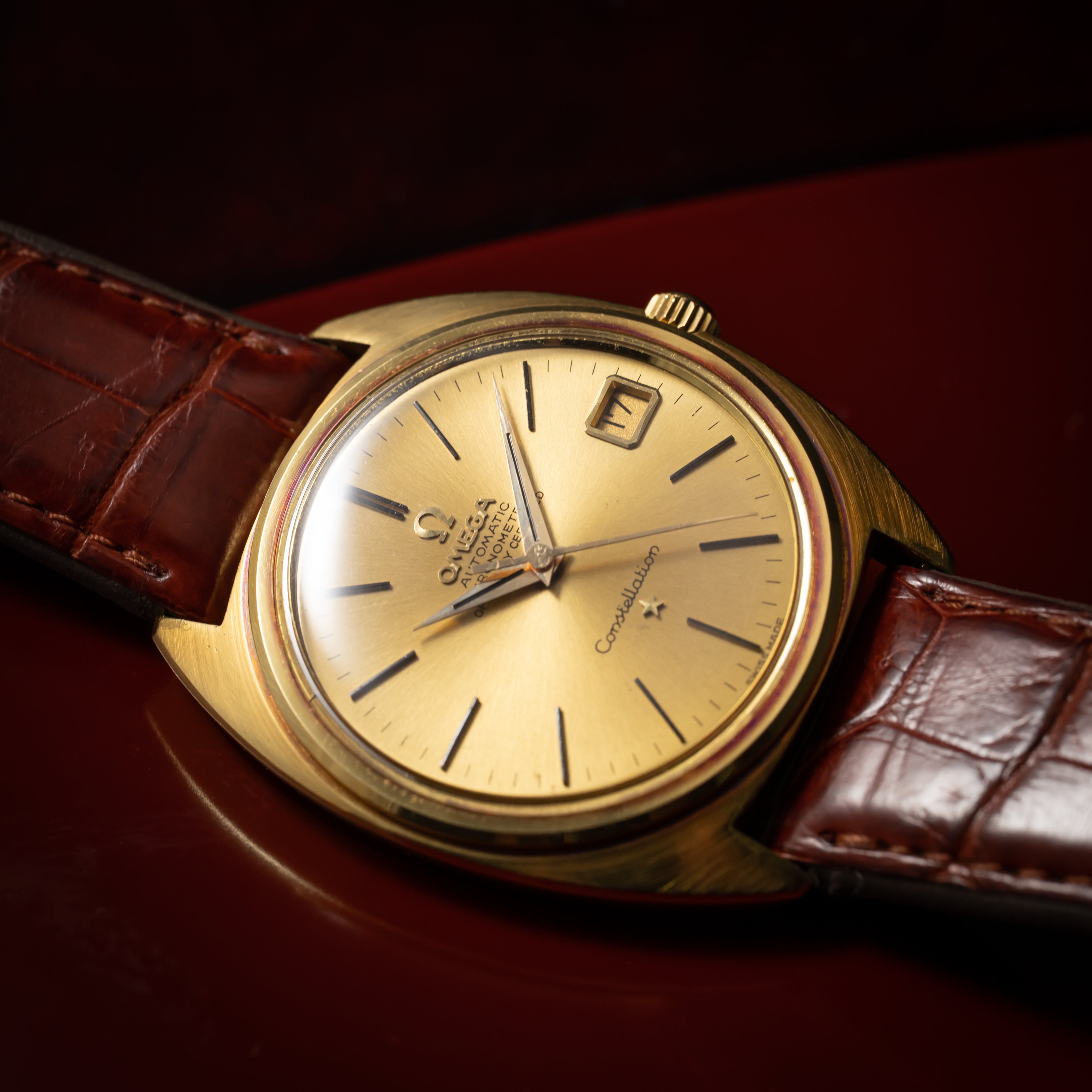 オメガコンステレーション 1966年製 18KYG Cライン ジェンタ 純正尾錠付き