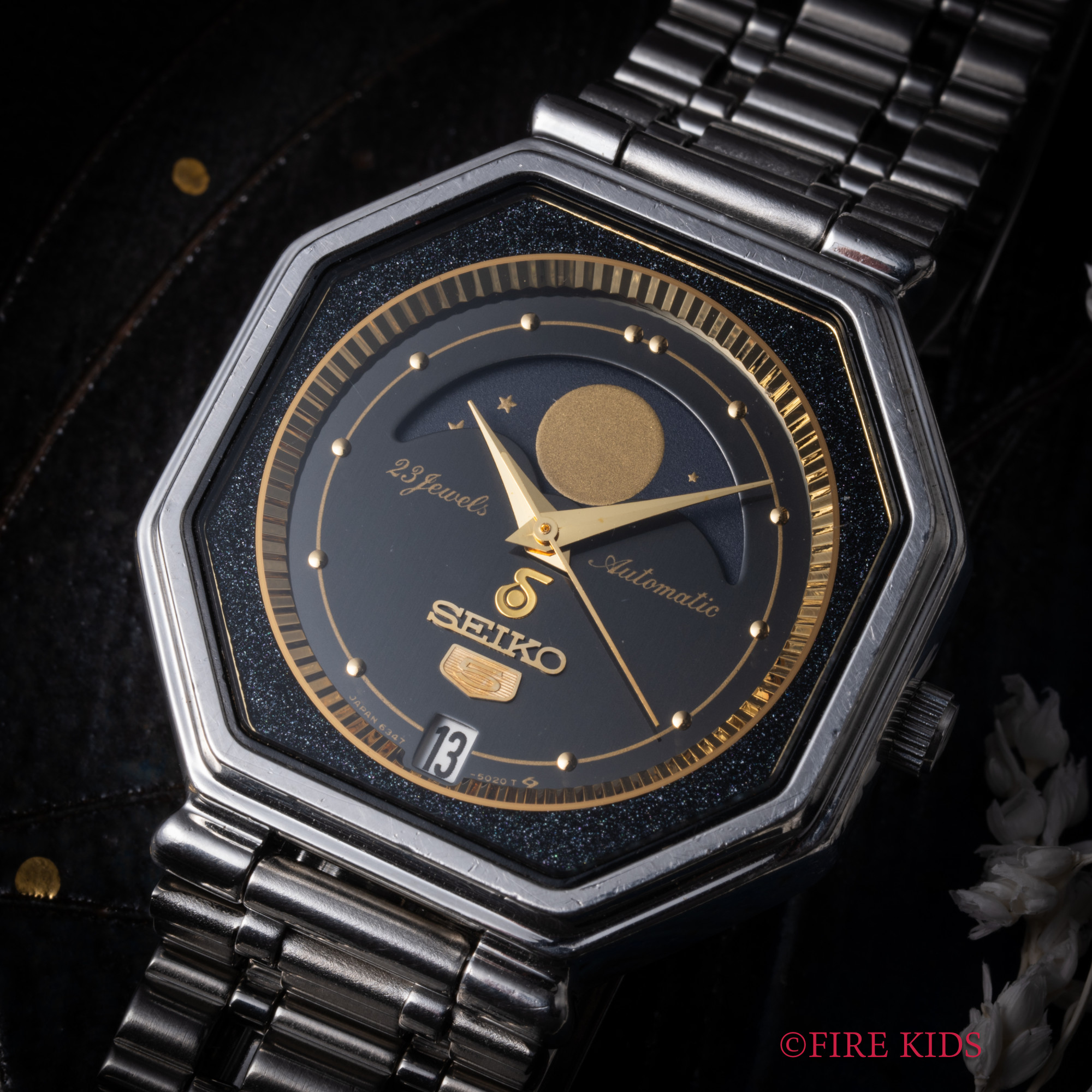 セイコー SEIKO 5 ルナカレンダー 1986年製 Ref.6347-5000 自動巻 純正ステンレスブレス付
