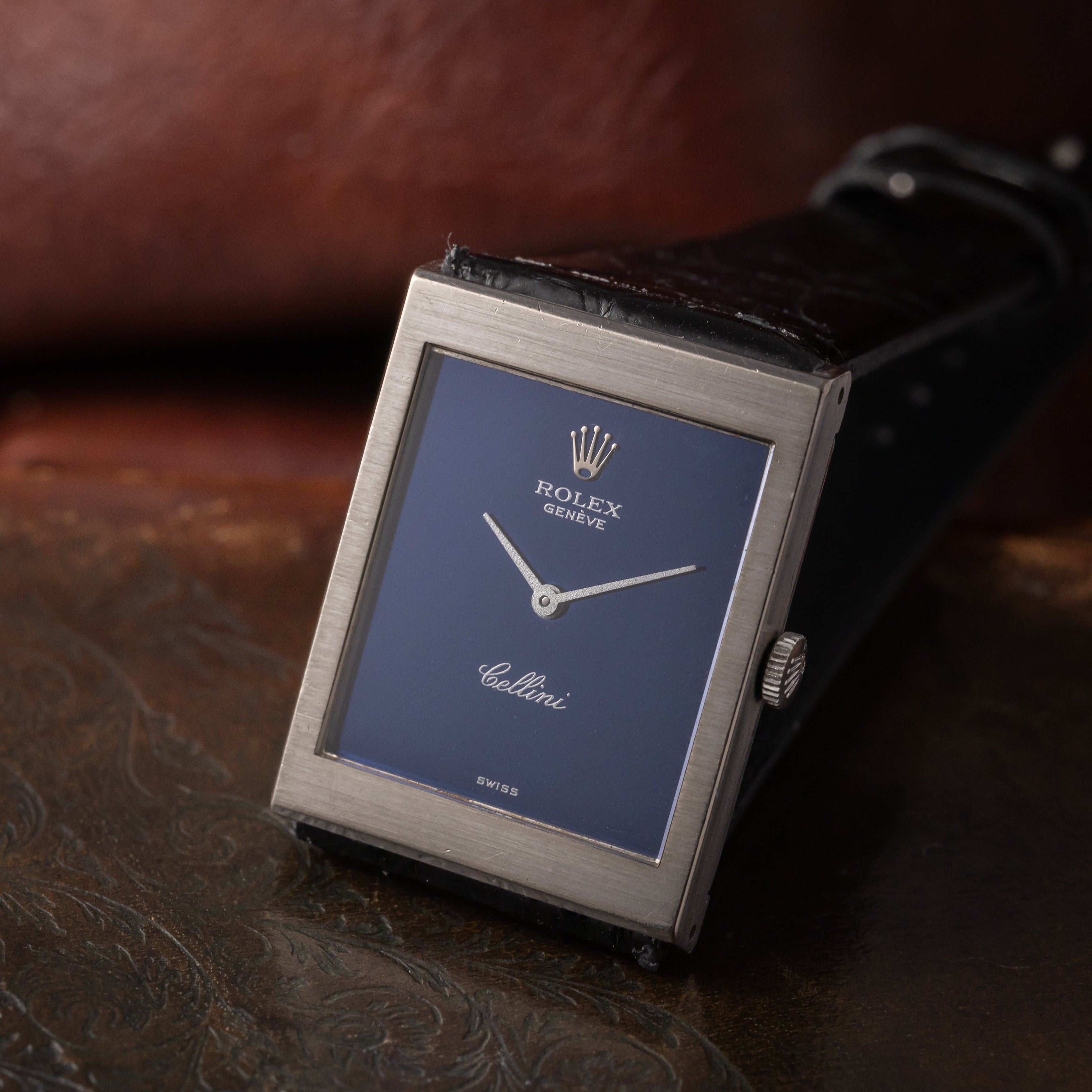 ロレックス チェリーニ 18KWG 1972年製 ダークブルーダイヤル レクタンギュラーケース