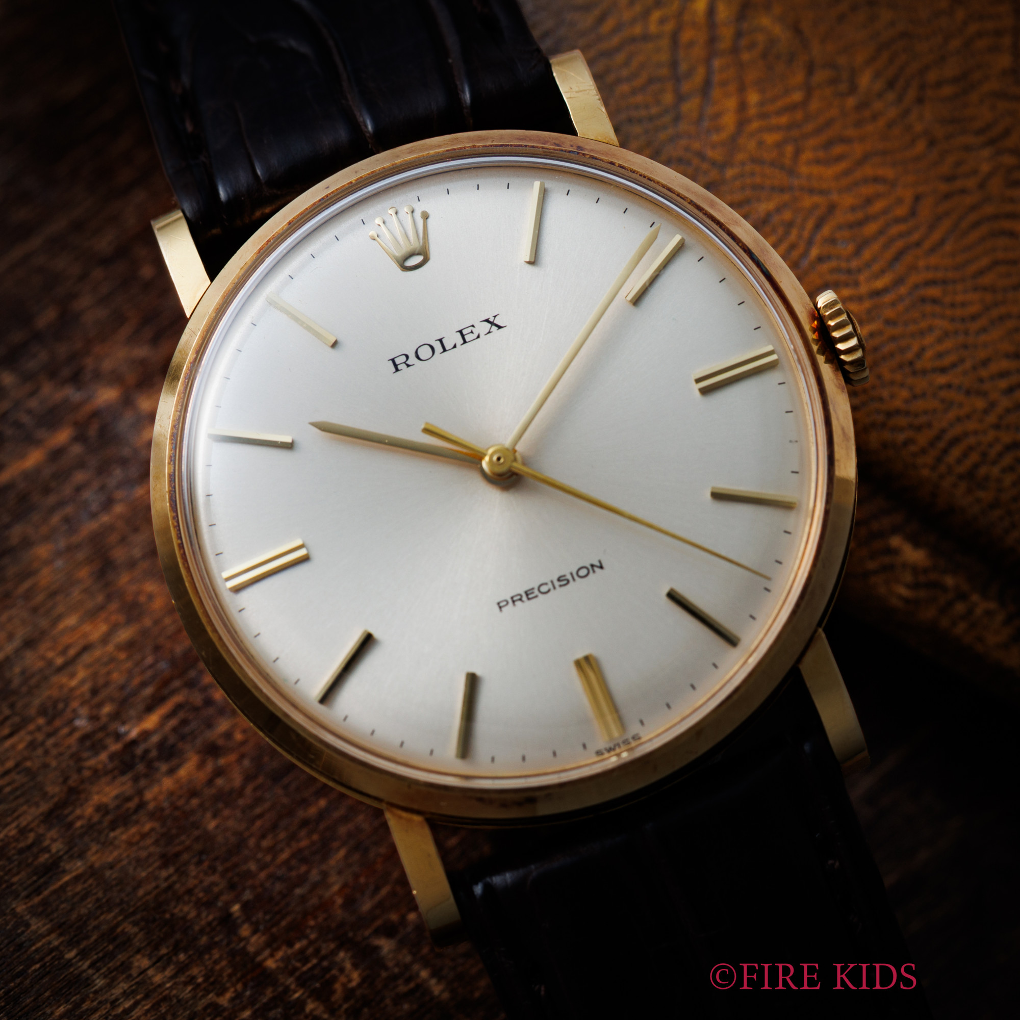 ロレックス ROLEX ノンオイスター 18KYG 1965年製 Ref.9659 手巻きプレシジョン シルバー文字盤 ストレートラグ ノンルミナス