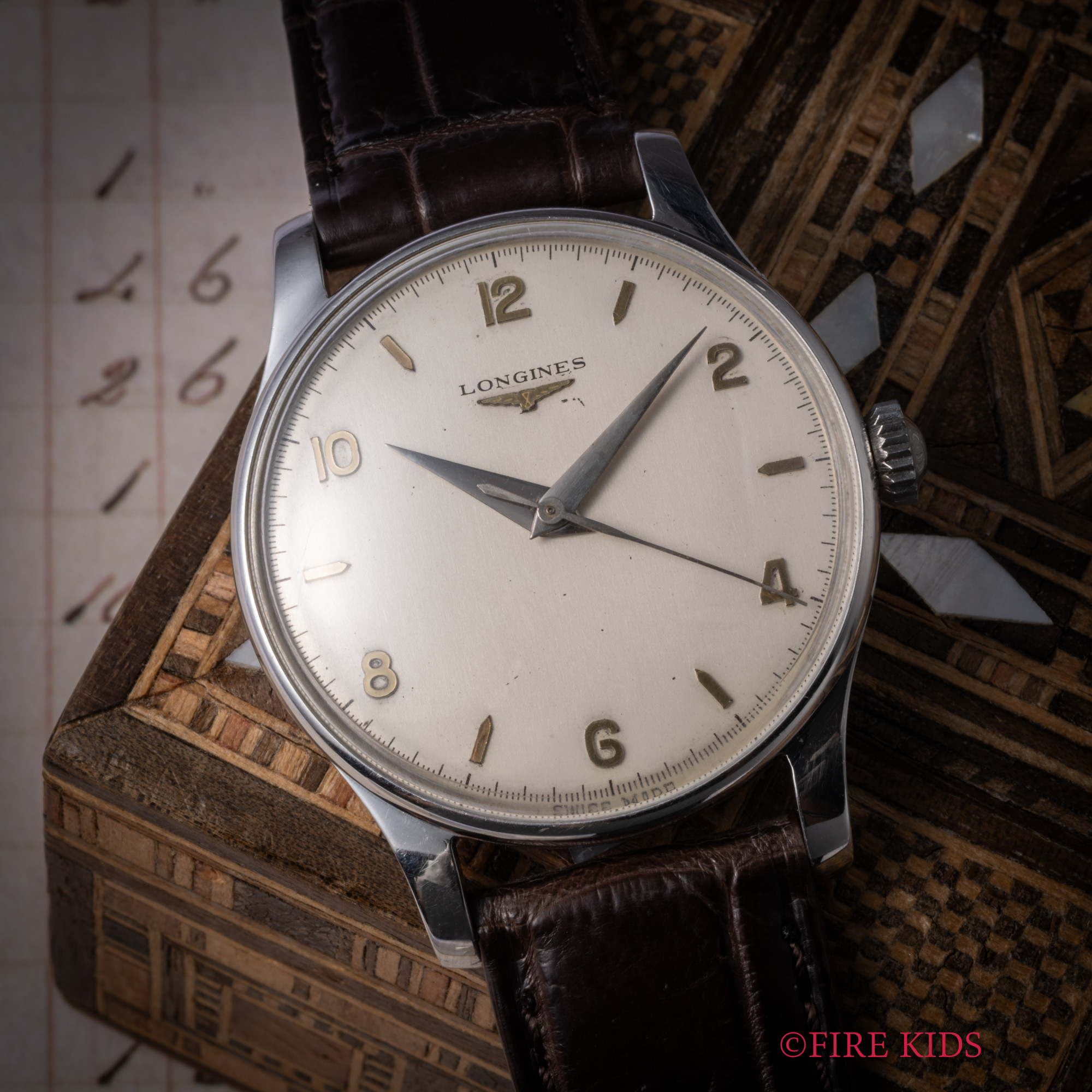 ロンジン LONGINES 1950年代製 飛びアラビア Cal.12.68N 手巻き 純正尾錠