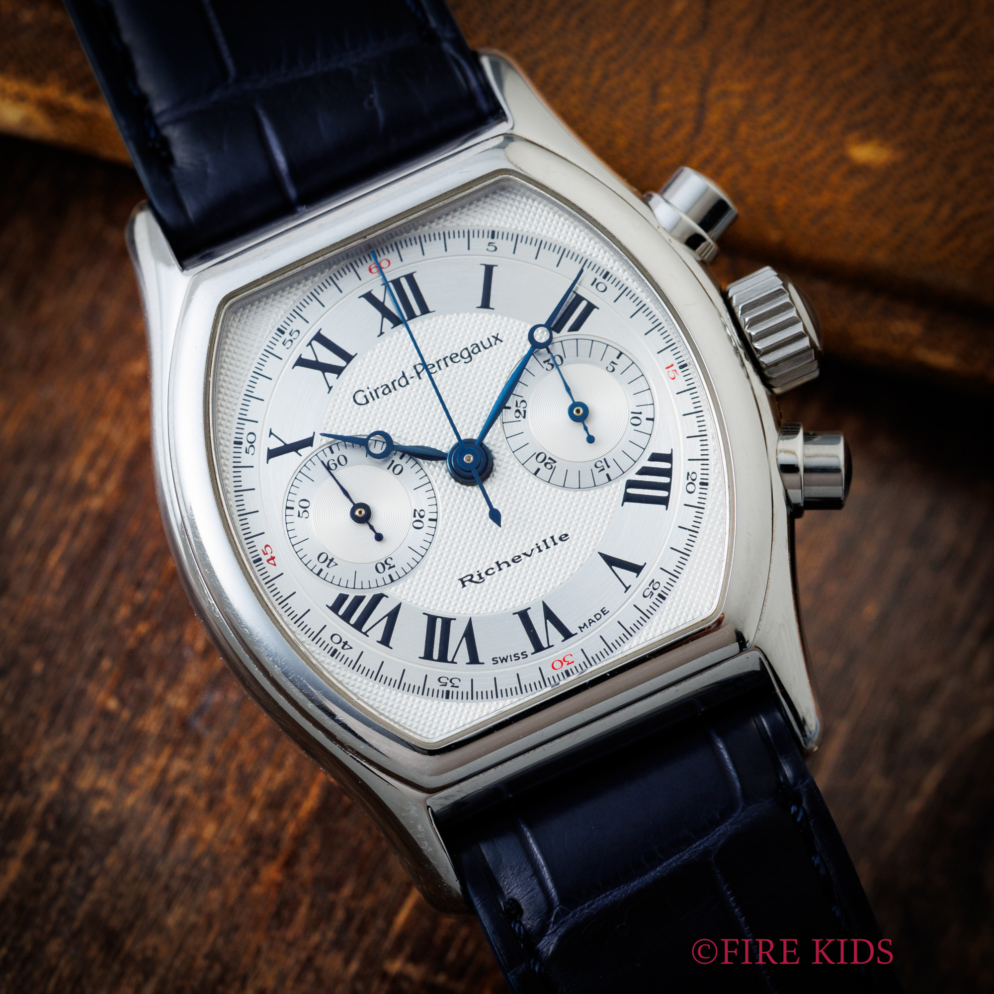 ジラールペルゴ Girard-Perregaux リシュビル シルバーアラビアダイヤル 1990年代製 手巻き 純正尾錠付