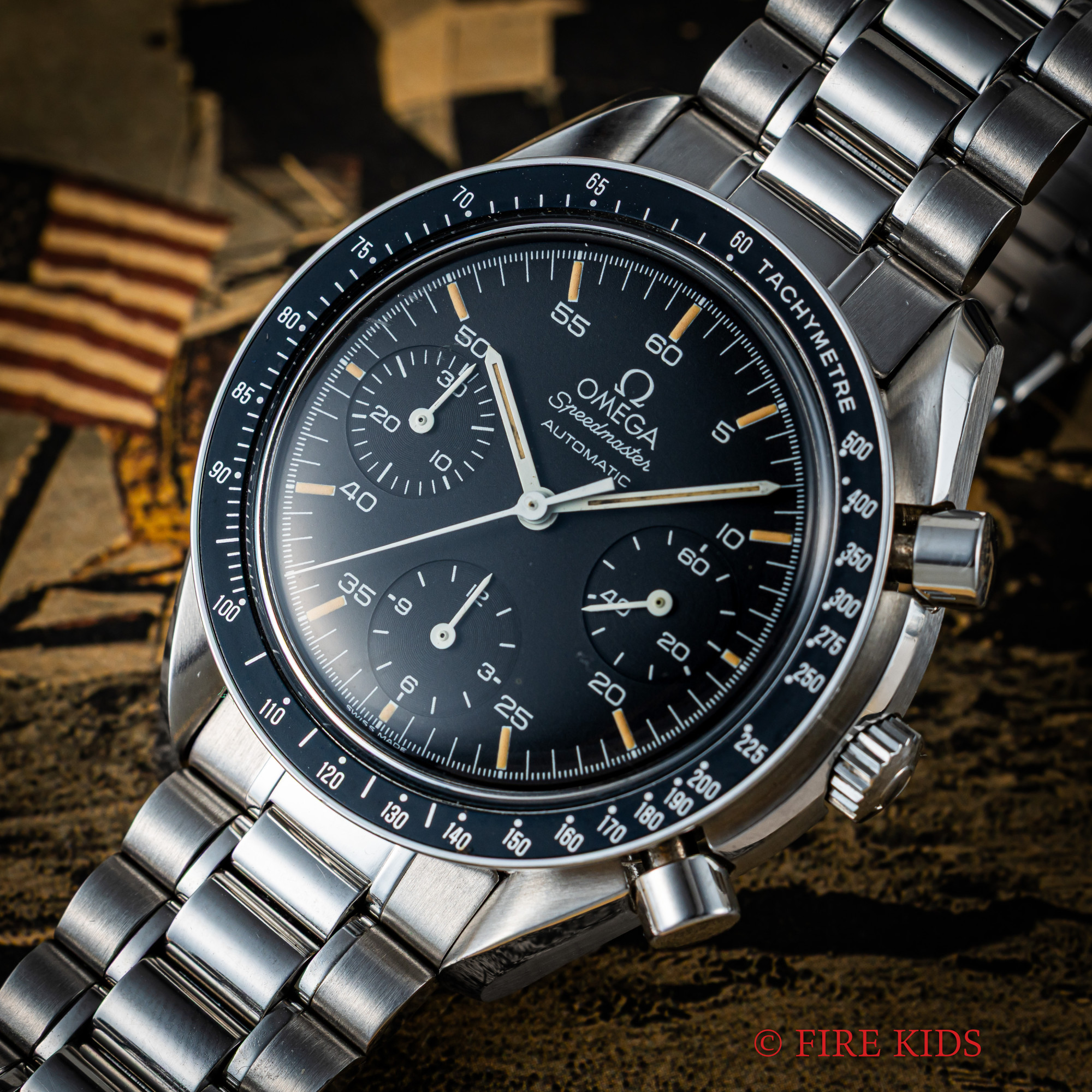 オメガ OMEGA スピードマスター 1991年製 自動巻き 金メッキムーブ 純正ブレス