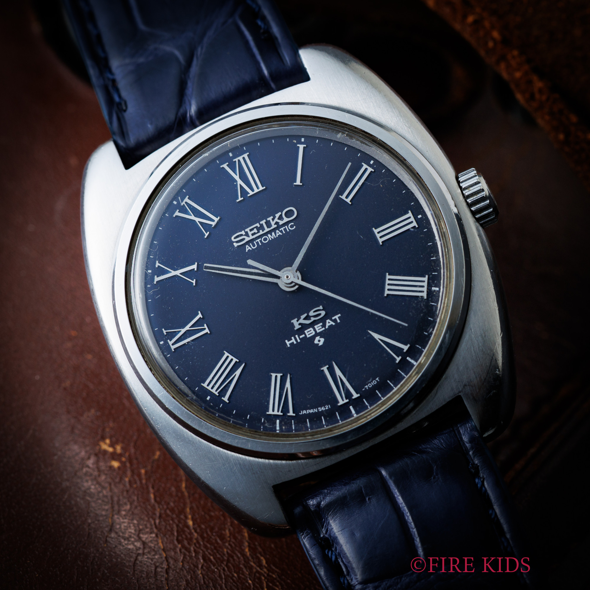 セイコー SEIKO キングセイコー 56KS 1972年製 ワンピース クッションケース Ref.5621-7000　ブルーローマンインデックス