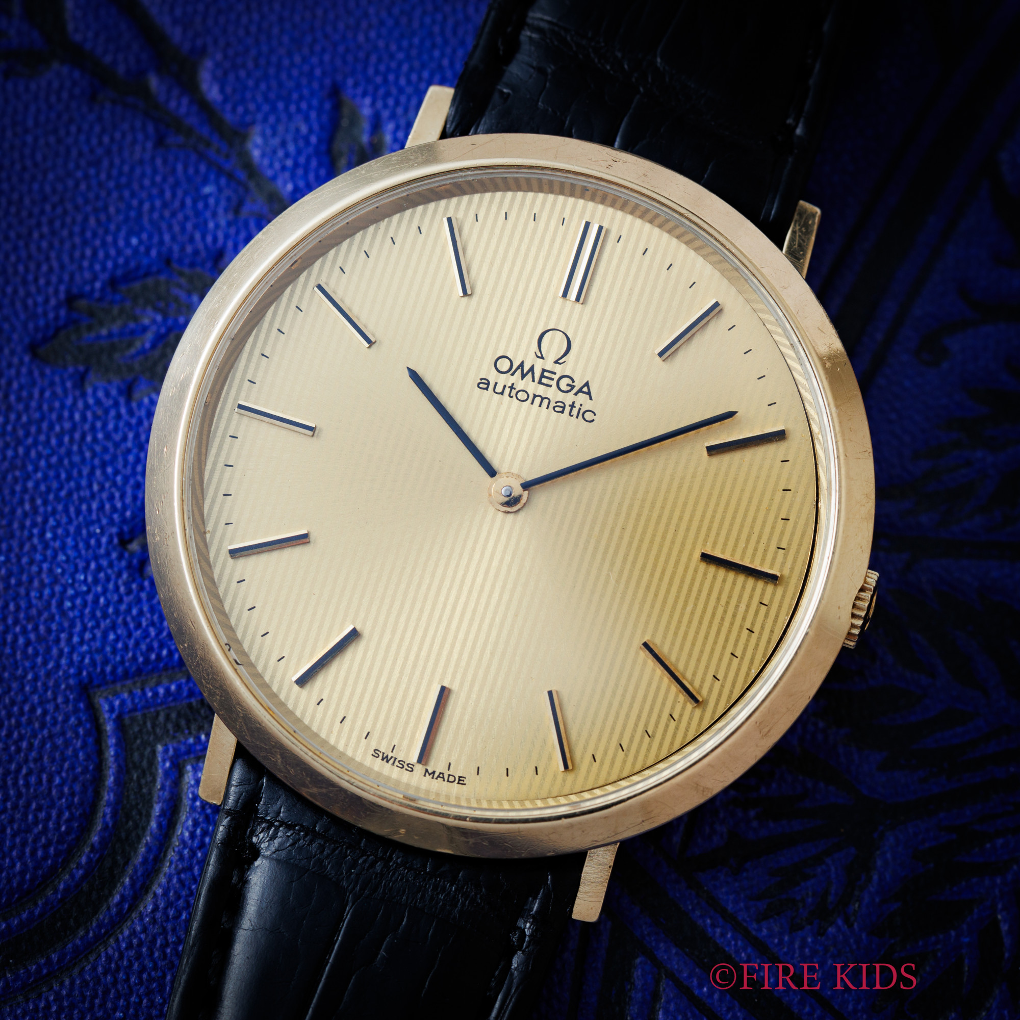 オメガ OMEGA ラウンドケース 1972年製 自動巻 タペストリー文字盤 K10金張りケース アメリカ向け