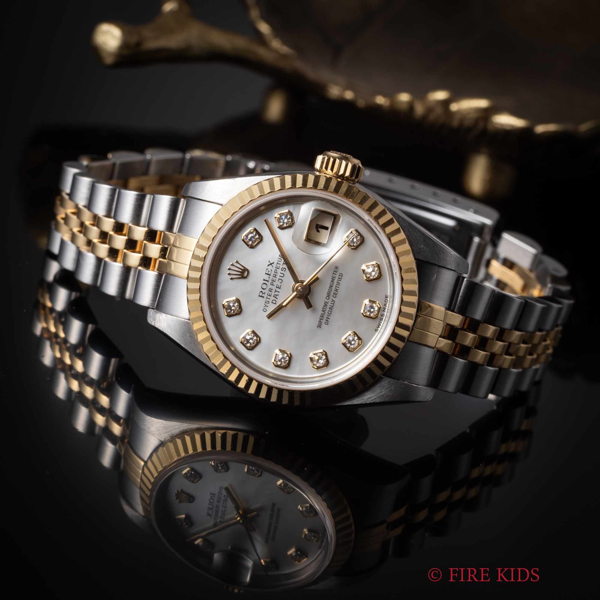 ロレックス ROLEX デイトジャスト コンビ 2002年製 レディース 10Pダイヤ シェル文字盤 自動巻 純正コンビブレス付