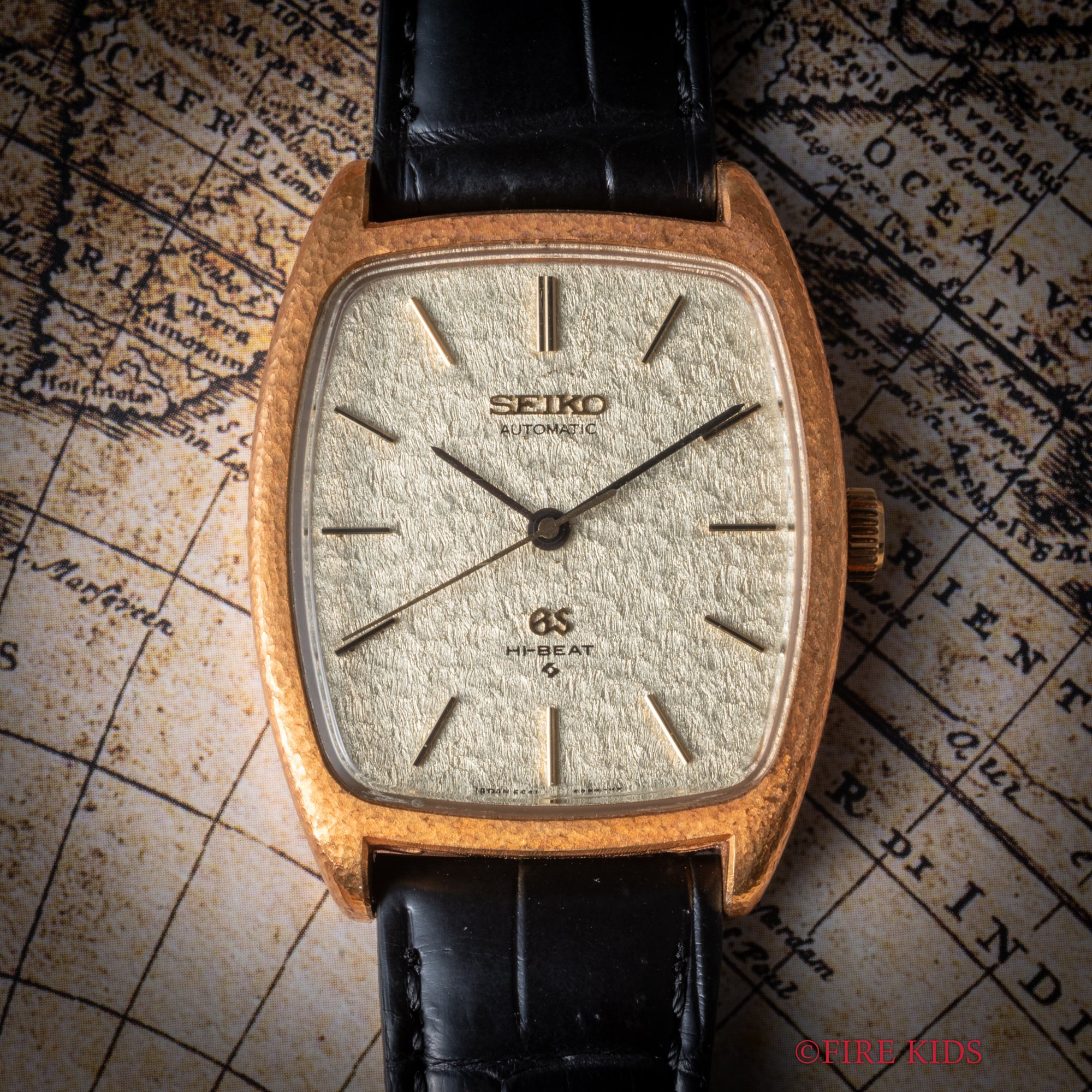セイコー SEIKO グランドセイコー56GS 1972年製 Ref.5641-5000 K18金無垢 自動巻 鎚打ちトノー型 ノンポリッシュ 純正金無垢尾錠 桐箱付