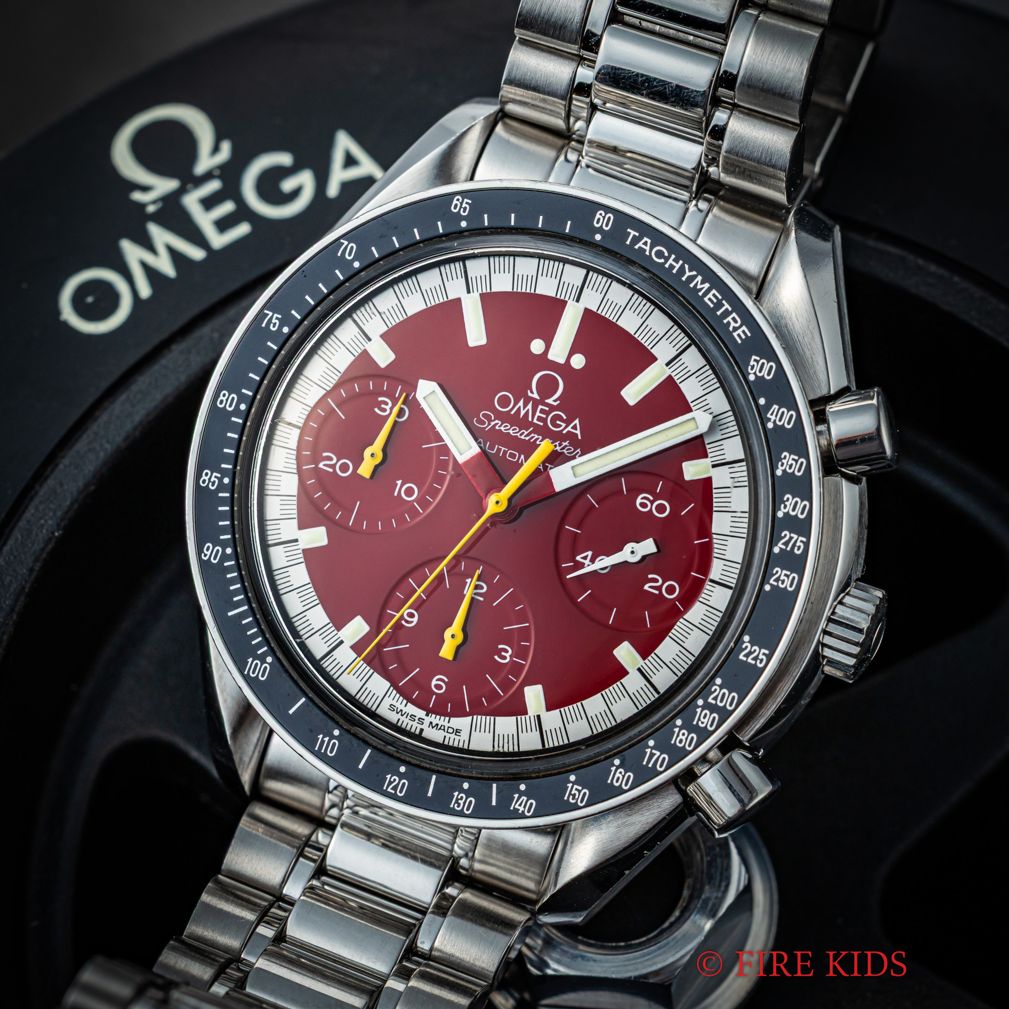 オメガ OMEGA スピードマスターオートマチックシューマッハ 1998年製 Ref.3510.61 自動巻き Cal.1143 箱、タグ付き