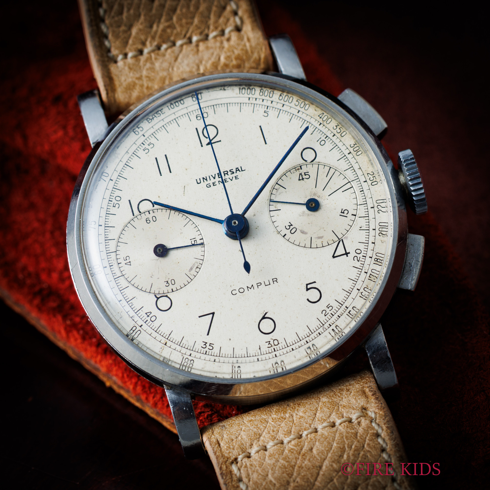 ユニバーサルジュネーブ UNIVERSAL GENEVE ツーレジスタークロノグラフ コンピュール 1940年代製 手巻き Cal.285 ブルースティール針 タキメータースケール パリス管式