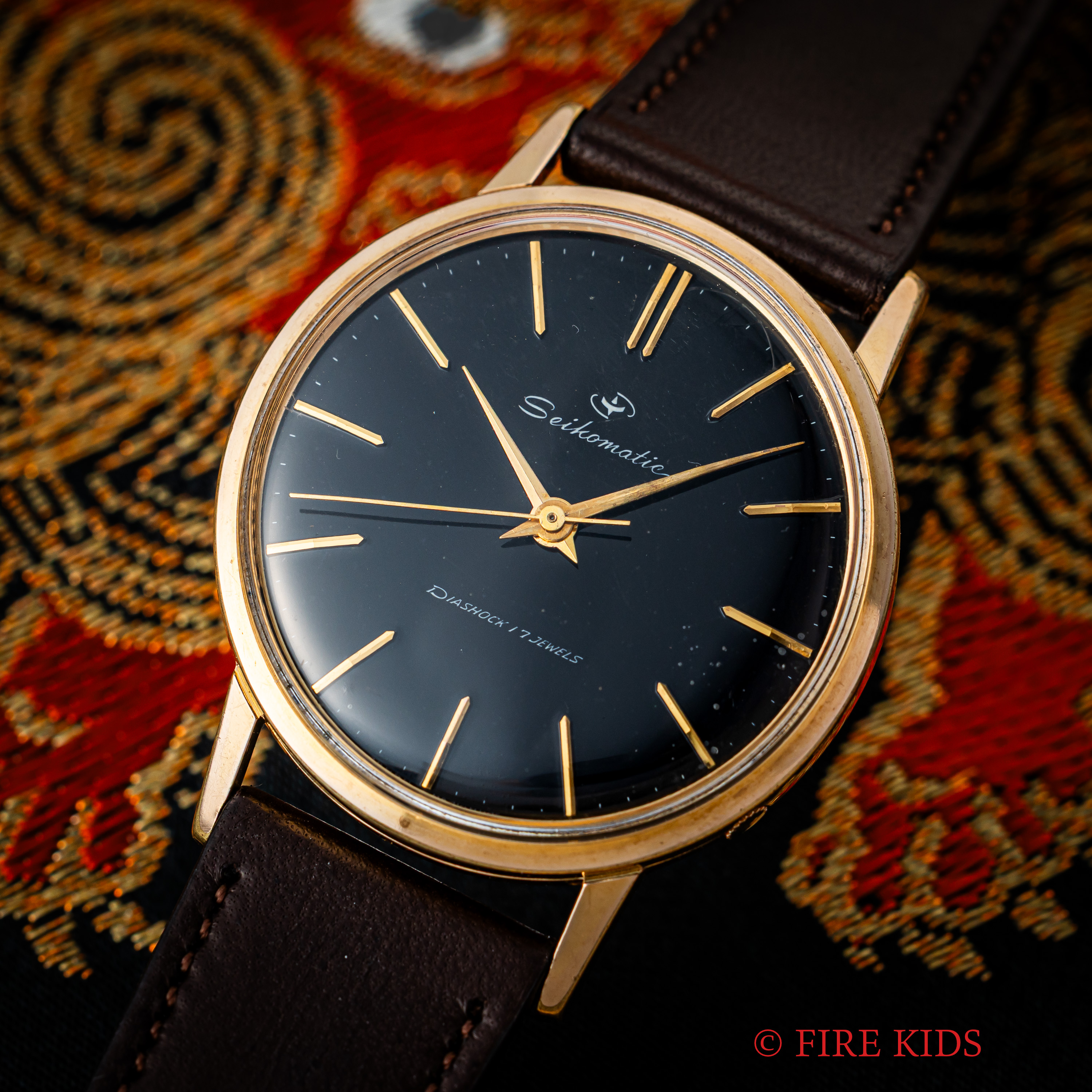 セイコー SEIKO マチック 1961年製 Ref.J14064D 自動巻 EGP、金張り ブラック文字盤
