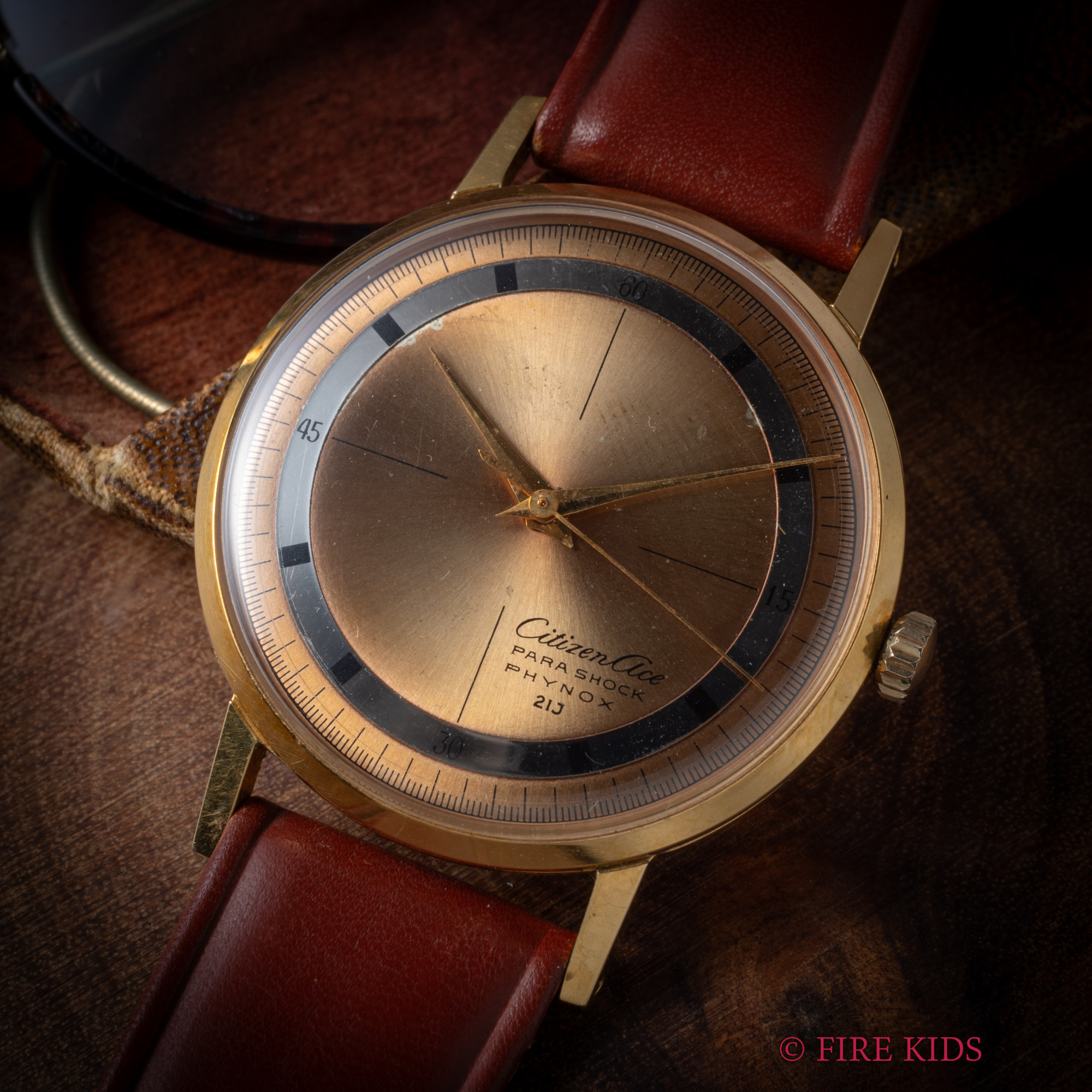 シチズン CITIZEN エース 1961年製 Ref.A15802 ツートンパティーナ文字盤 未使用保管品 純正尾錠、タグ付