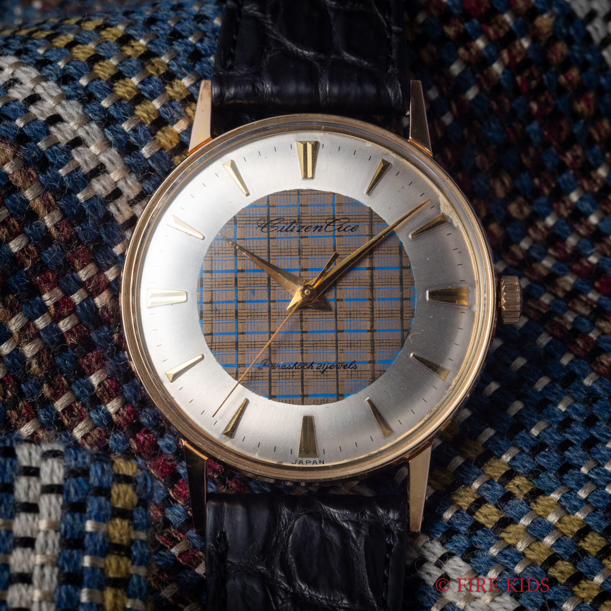 シチズン CITIZEN エース チェック柄 CGPケース 手巻き 希少モデル 未使用品 保純正革ベルト、尾錠、タグ付