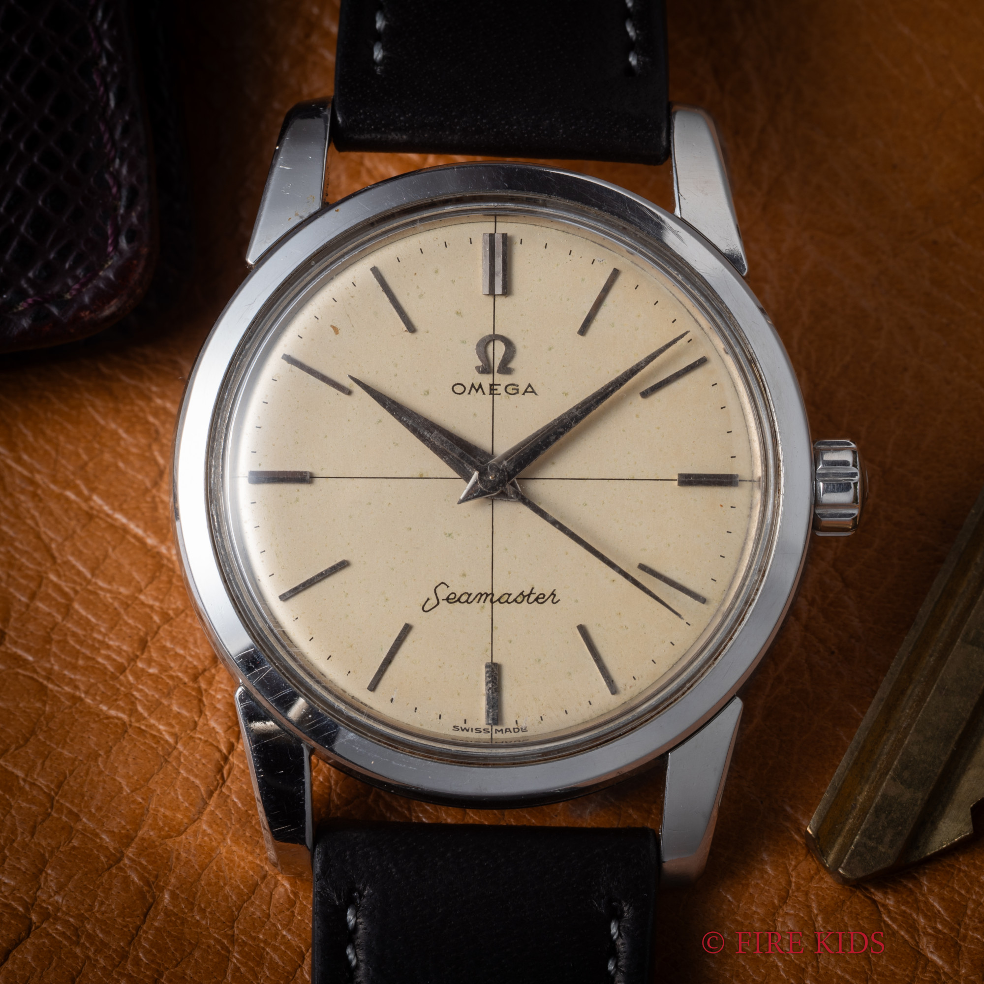 オメガ OMEGA シーマスター 1956年製 Ref.1759-11SC 手巻 Cal.420 クロスライン ノンデイト文字盤 純正尾錠付