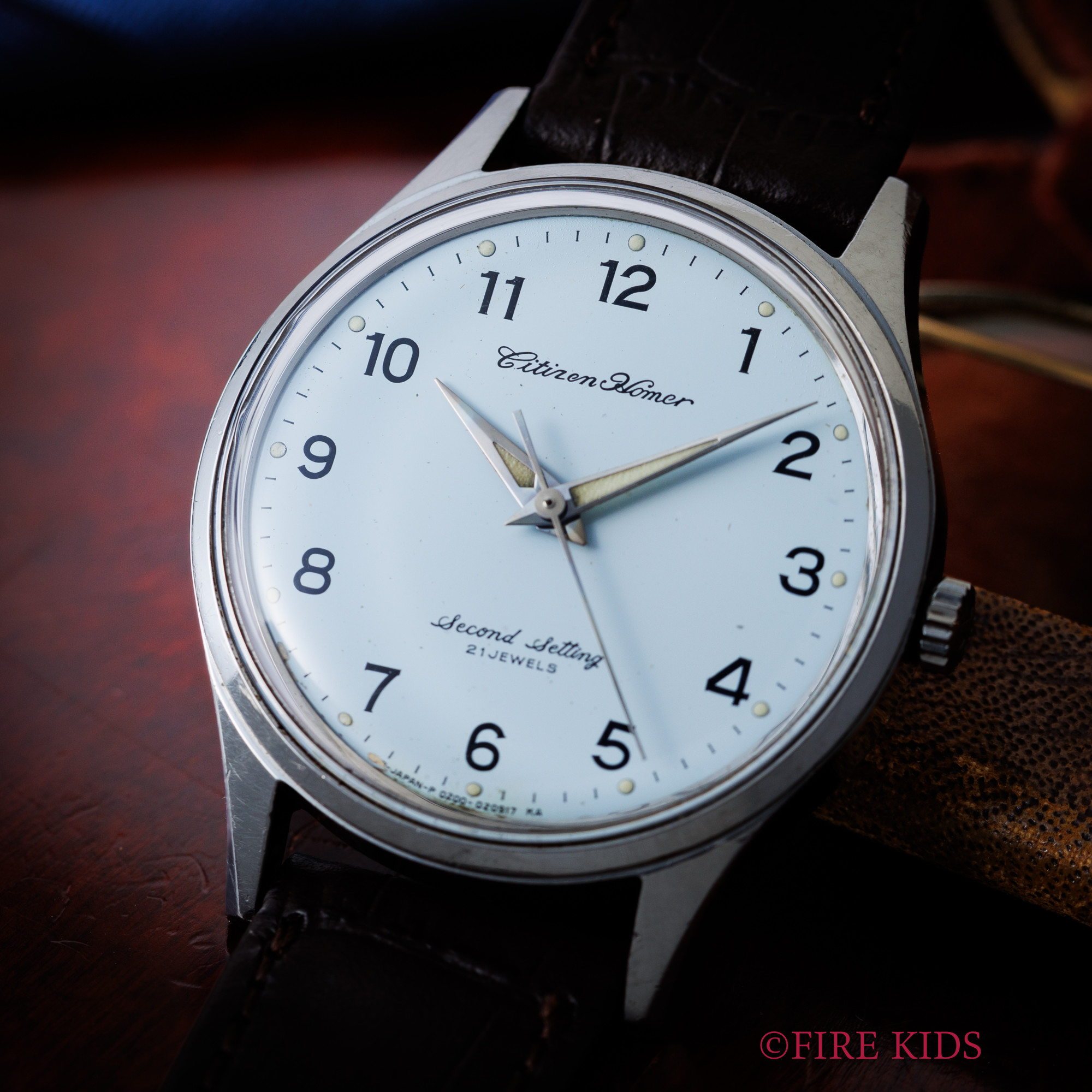 シチズン CITIZEN ホーマー  1980年製 （昭和55年）国鉄鉄道時計 手巻 秒針規正装置付 ブルー文字盤 広鉄