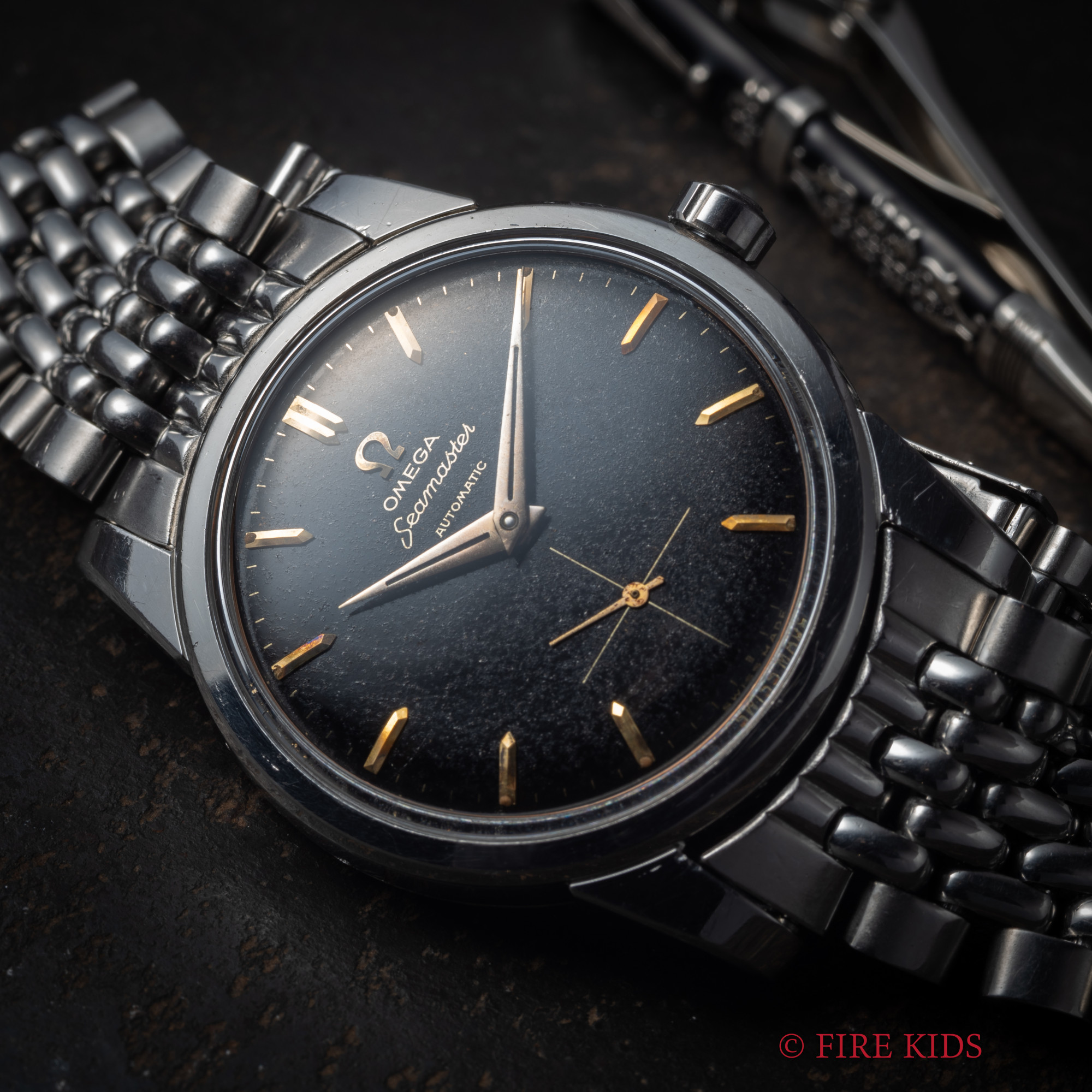 オメガ OMEGA シーマスター 1954年製 Ref.2846-1SC ブラックギルト文字盤 スモセコ 自動巻 純正ライスブレス付