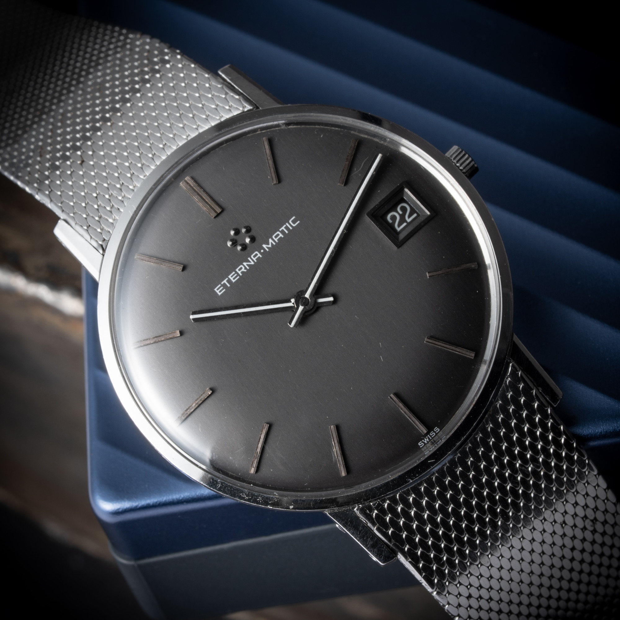 エテルナ ETERNA マチック 1970年代製 ブレス一体型 グレー 純正ブレス
