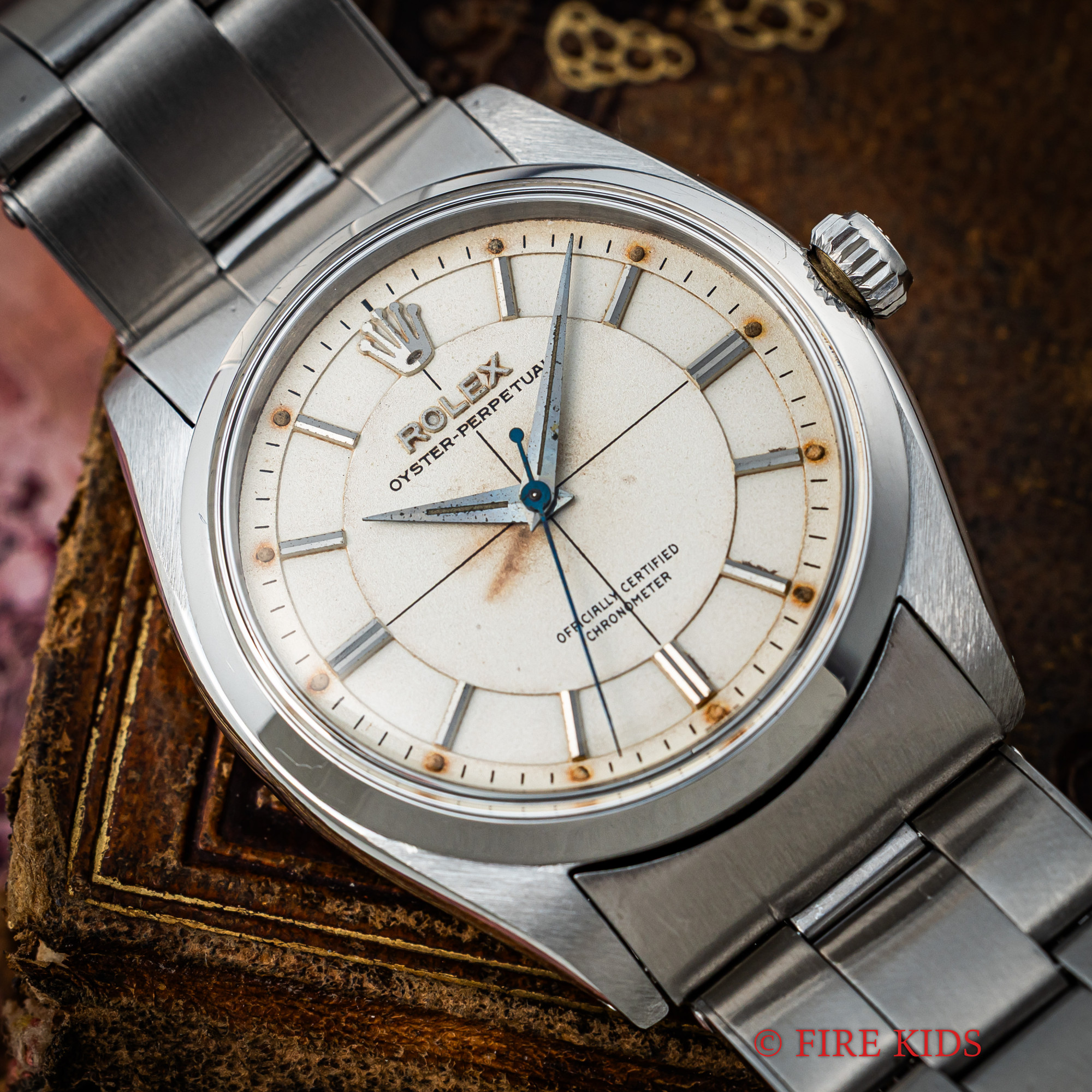 ロレックス ROLEX オイスターパーペチュアル 1955年製 Ref.6564 セクターダイヤル Cal.1030 58年製純正リベットブレス