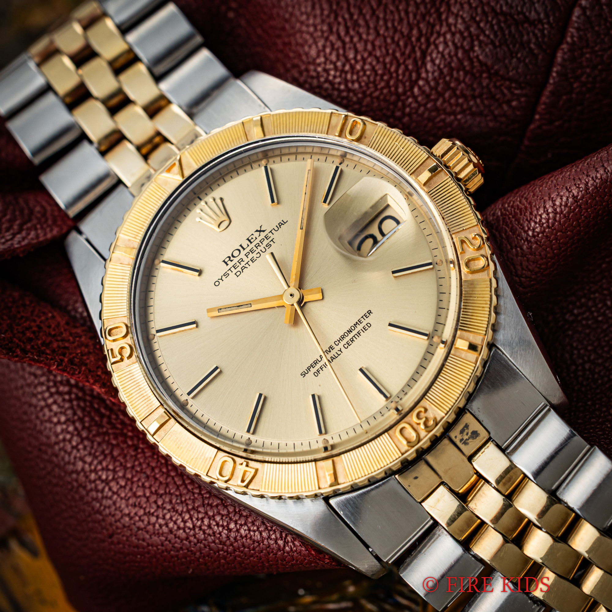 ロレックス ROLEX サンダーバード 1971年製 Ref.1625 シャンパン コンビ 純正コンビ巻きブレス 回転ベゼル パイロットウォッチ