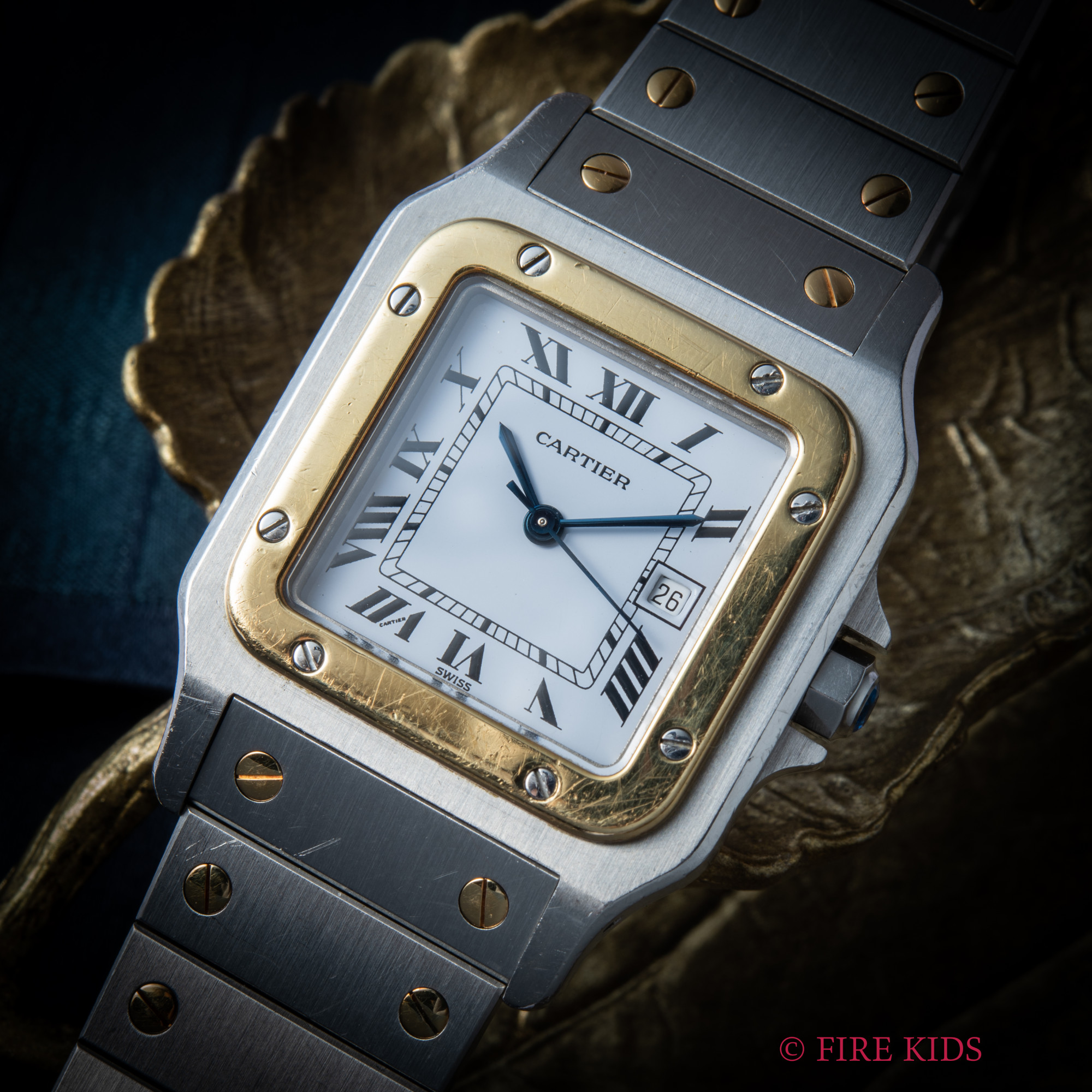 カルティエ CARTIER サントスカレ LM コンビ 1980年製 Ref.2961 自動巻 純正コンビブレス付