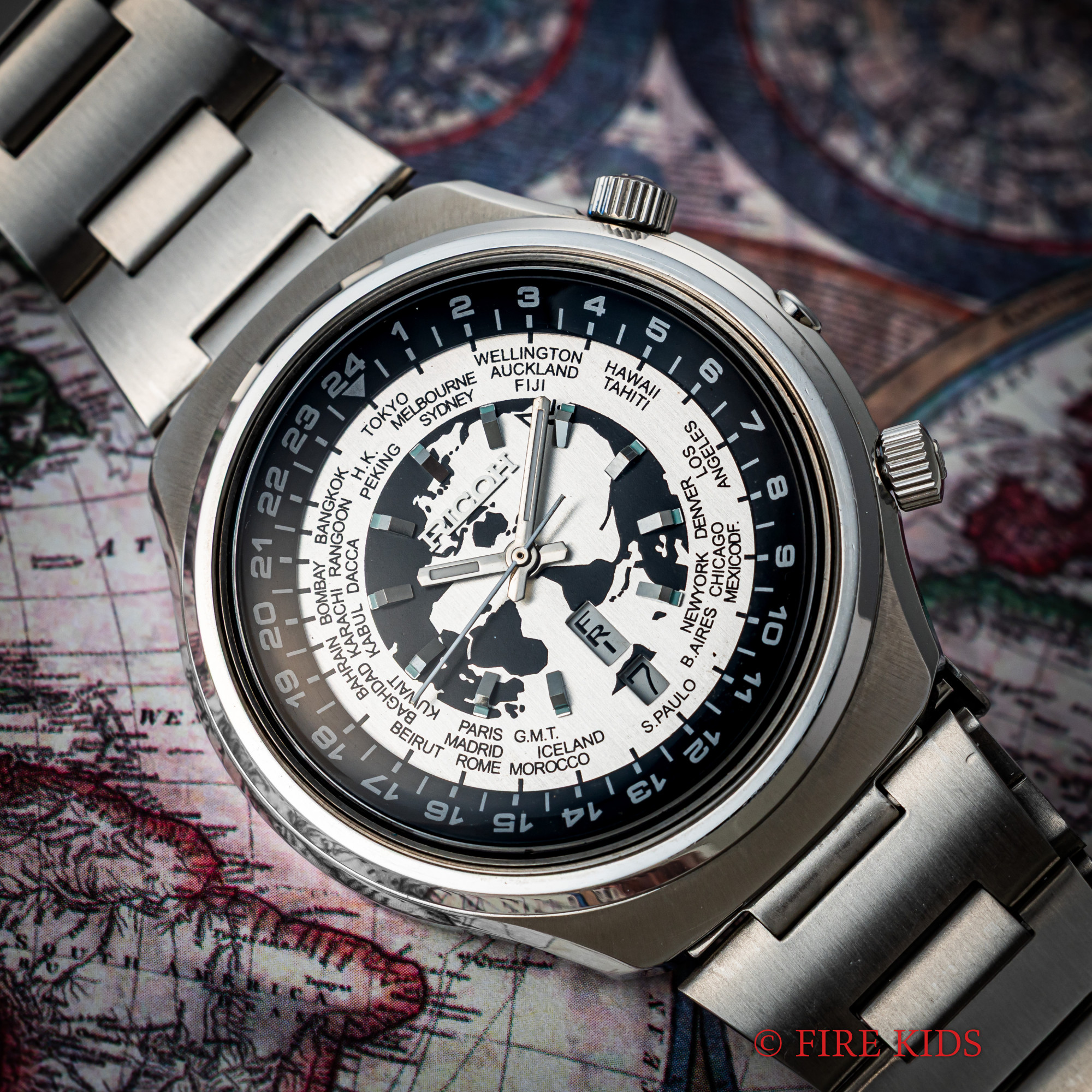 RICOH World Time 自動巻き時計 本体 FIREKIDS｜ファイアーキッズ / リコー RICOH ワールドタイム 1970年代